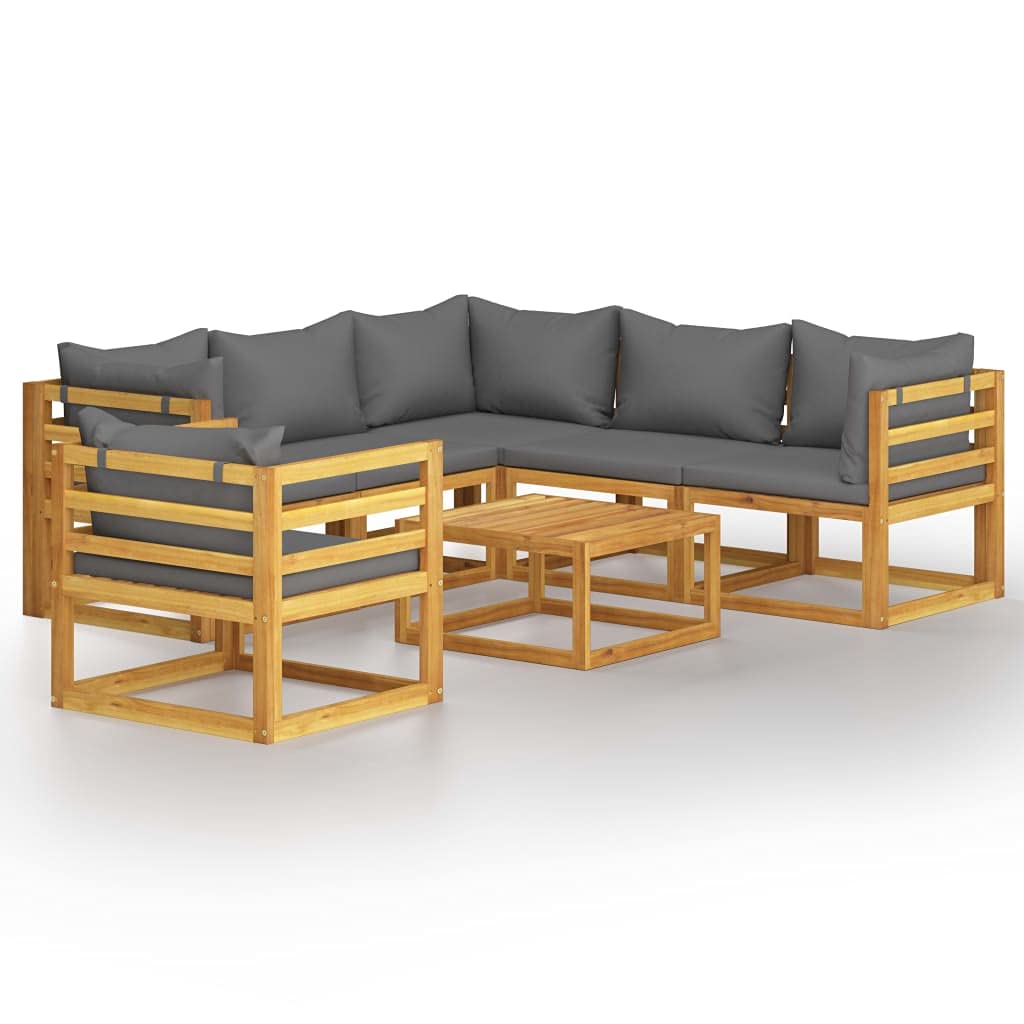 7-Piece Patio Furniture Sectional Set - Outdoor Garden Lounge Sofa with Cushions & Coffee Table, Acacia Wood Conversation Set for Backyard, Deck, Poolside (Weather-Resistant) - Perfect for Relaxing, Entertaining & Outdoor Dining
