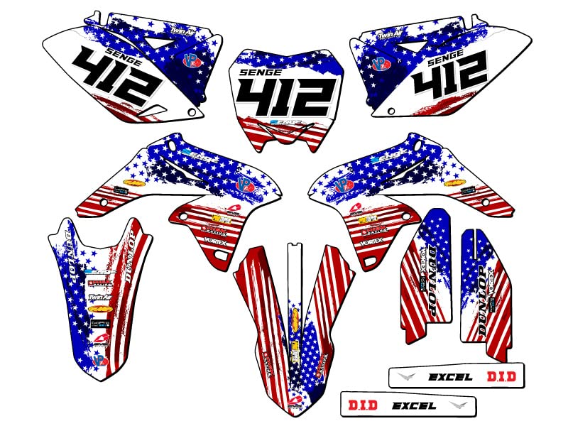 2010-2018 Suzuki RMZ 250 Full Graphics Kit - High-Quality Dirt Bike Decals with Custom Rider ID | Perfect for Motocross Racing & Off-Road Trail Riding in USA