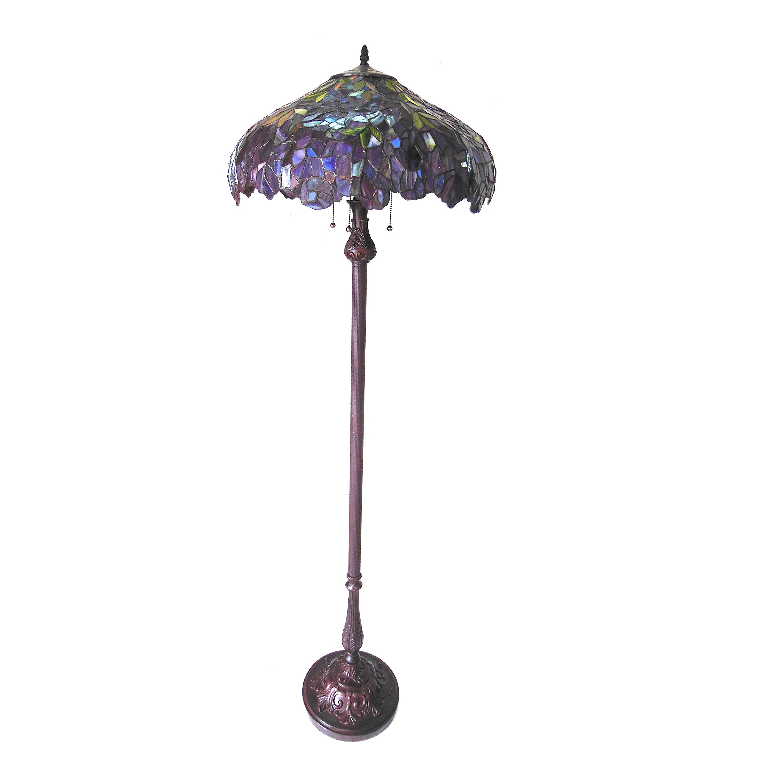Tiffany-Style 3-Light Wisteria Floor Lamp with 20