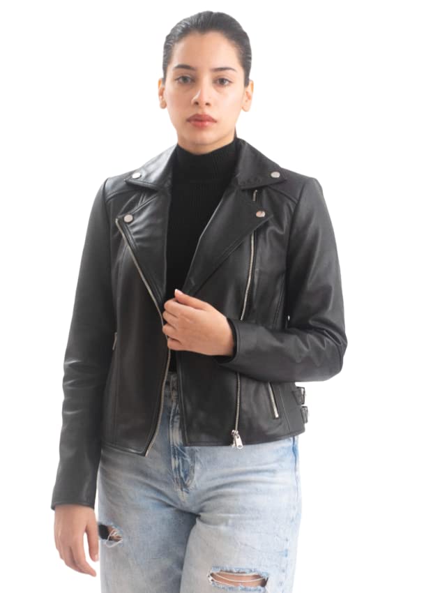 Sophie Classic Women's Genuine Lambskin Leather Biker Jacket – Stylish Outerwear for Motorcycle Riding, Casual Wear & Fashion Outfits