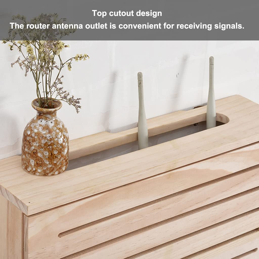 Wooden Wireless Router Storage Box - Wall Mounted WiFi Router Organizer with Shelf for Living Room, Office & Home Network Setup | Durable & Stylish Cable Management Solution