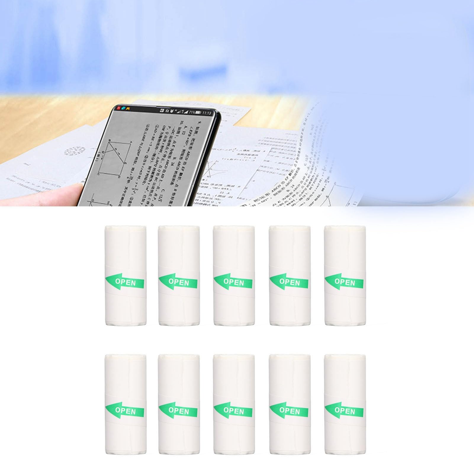 10 Rolls Self-Adhesive Label Printer Paper - 57x25mm Portable Mini Sticker Paper for Photos, Shipping Labels & Organizing | Perfect for Home, Office & Small Business Use