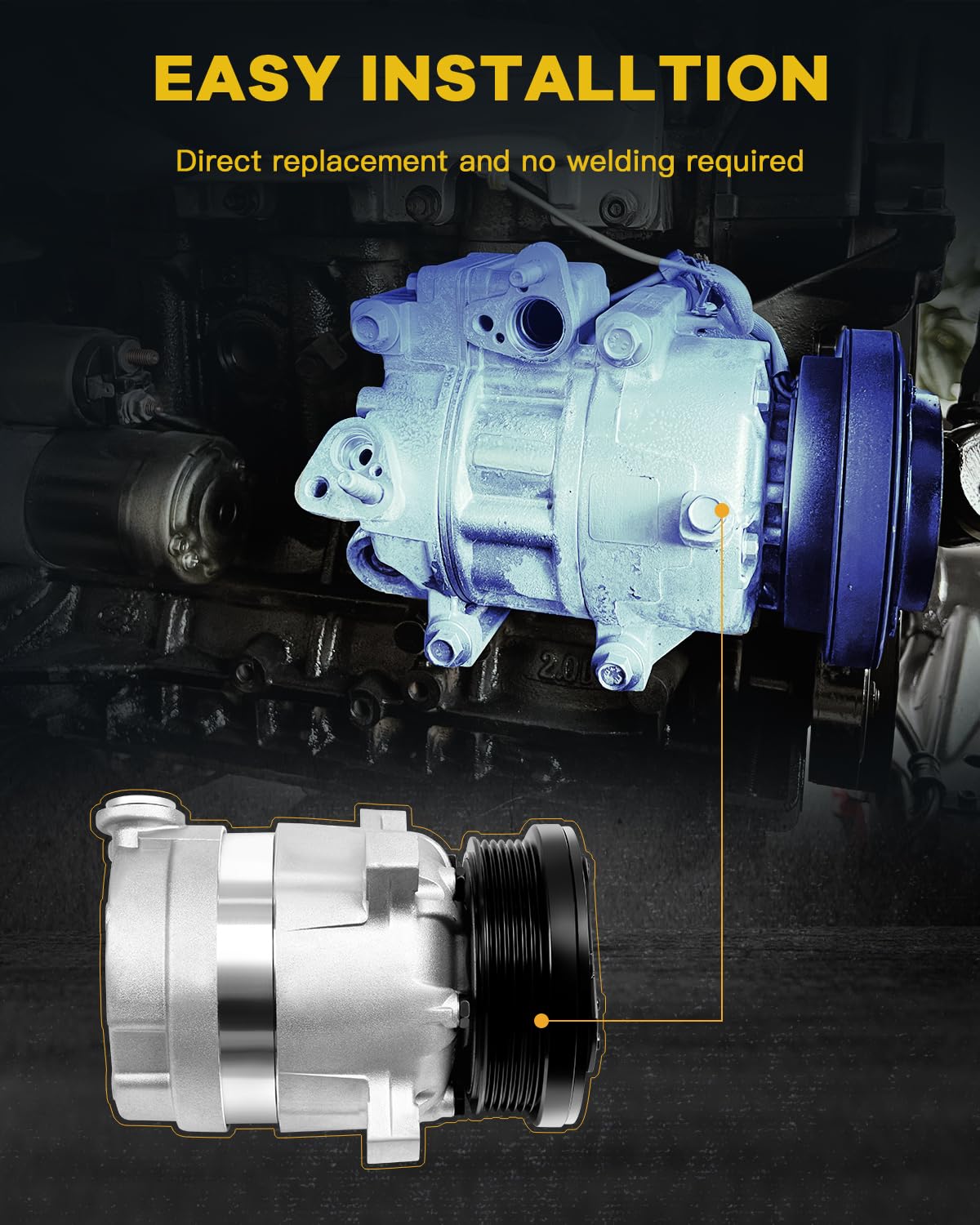 INEEDUP AC Compressor and A/C Clutch Kit Compatible with 2004-2008 Suzuki Forenza 2.0L - High Performance Fast Cooling System - Perfect for Summer Road Trips and Hot Weather Driving
