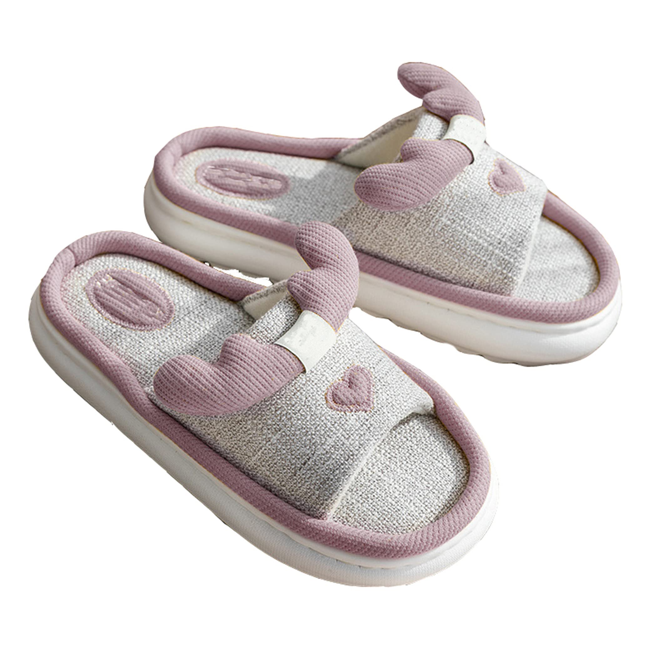 **Women's Cute Elk Animal Slippers - Open Toe Linen House Shoes for Spring & Fall - Cozy Home, Lounge & Indoor Comfort**