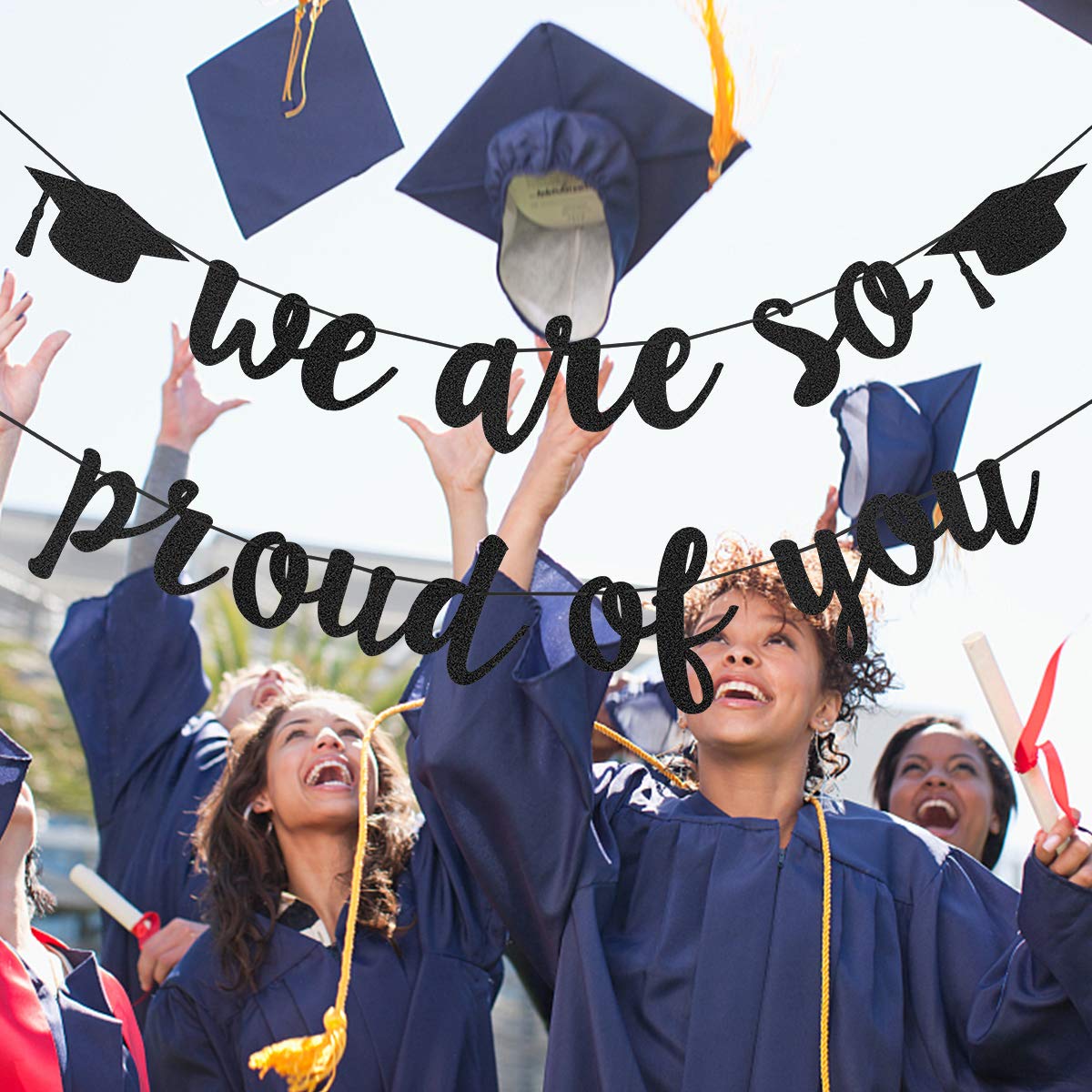 2025 Graduation Banner - Black Glitter 