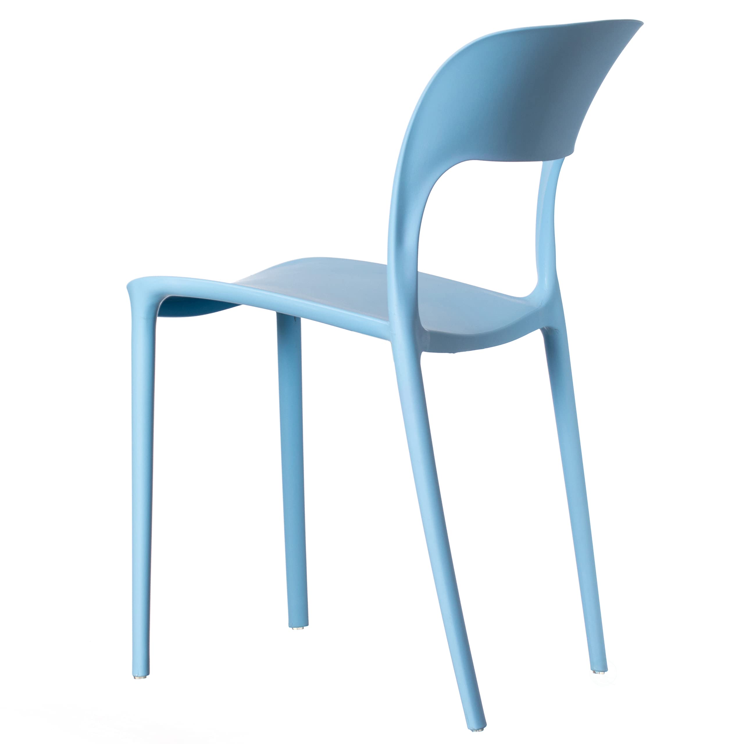 Fabulaxe Modern Plastic Outdoor Dining Chair with Open Curved Back - Lightweight & Weather-Resistant Patio Furniture for Garden, Poolside, and Backyard Dining (Blue)