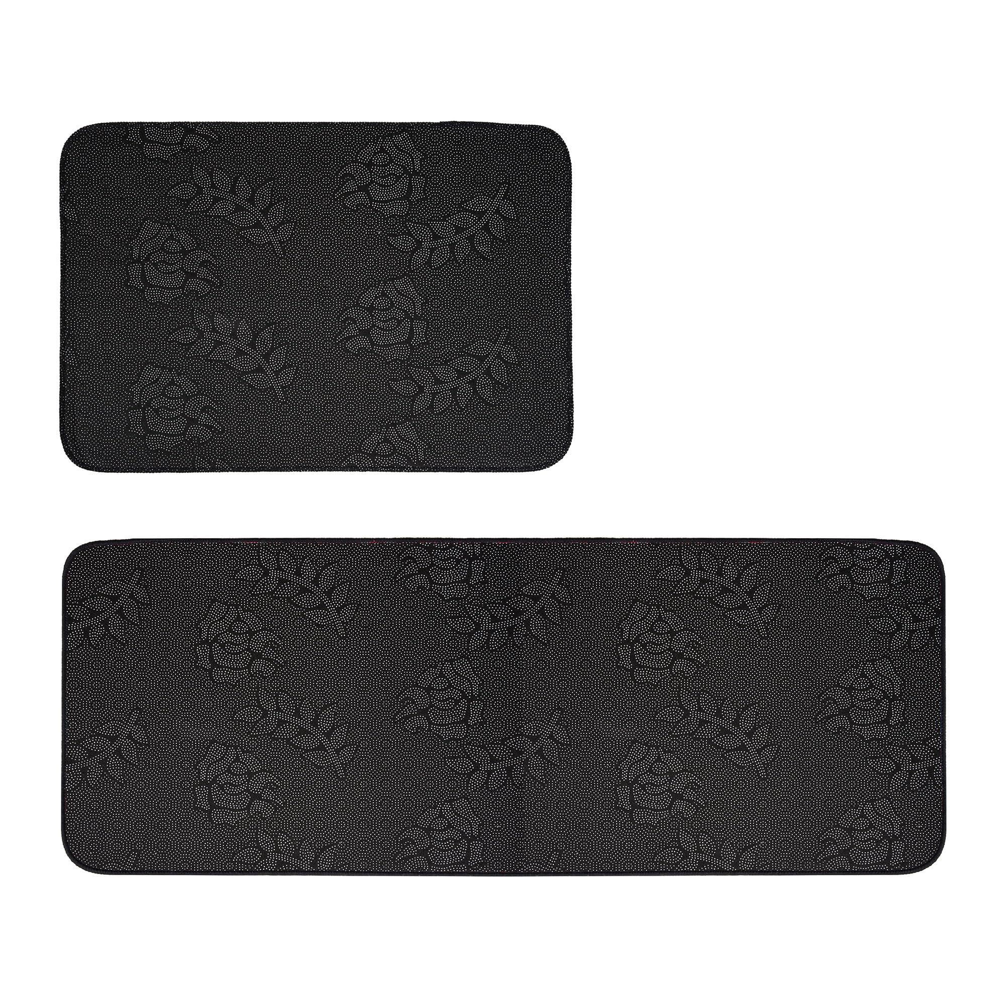 Kuber Industries 2-Pack Anti-Slip Absorbent Kitchen Mat Set | Non-Slip Kitchen Rug & Door Mat | Non-Woven Floor Mat for Kitchen, Living Room, Entryway | Blue & Gray | Perfect for Spill Protection & Home Decor