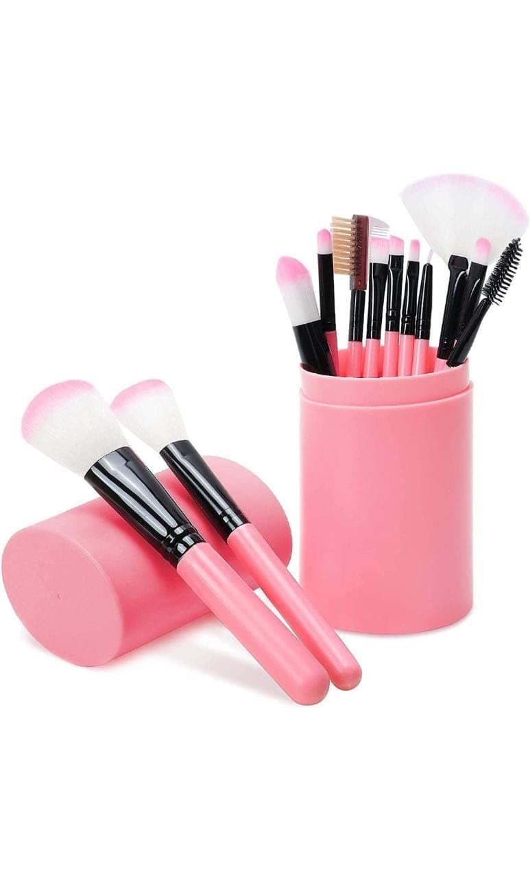 SEINON'S 12-Piece Makeup Brush Set with Storage Barrel - Soft Pink | Perfect for Travel, Professional Makeup Artists & Everyday Beauty Routine