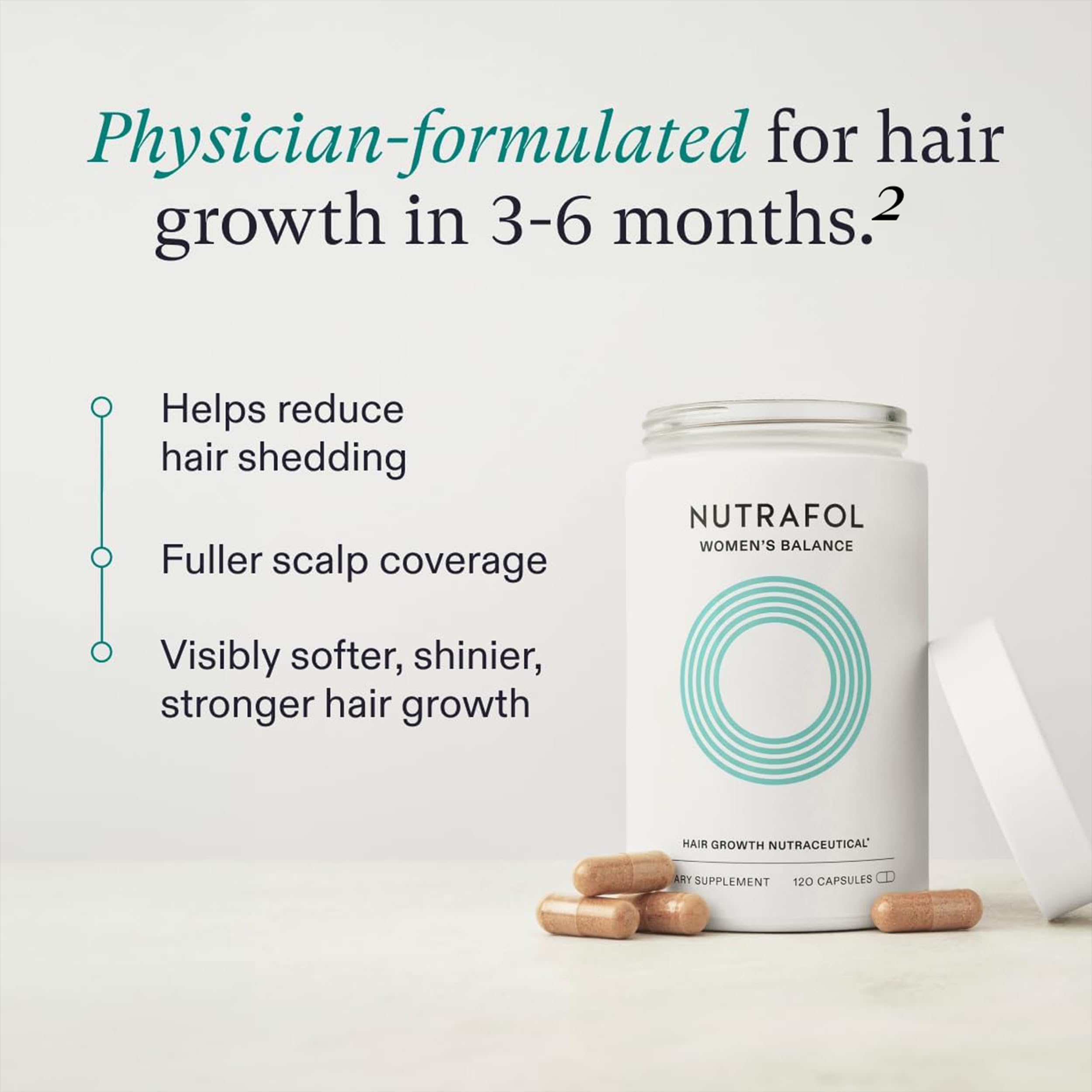 Nutrafol Women's Balance Hair Growth Supplements for Women 45+ | Clinically Proven to Support Thicker Hair & Scalp Coverage | Dermatologist Recommended Hair Vitamin | 1 Month Supply | Perfect for Menopause & Age-Related Hair Thinning