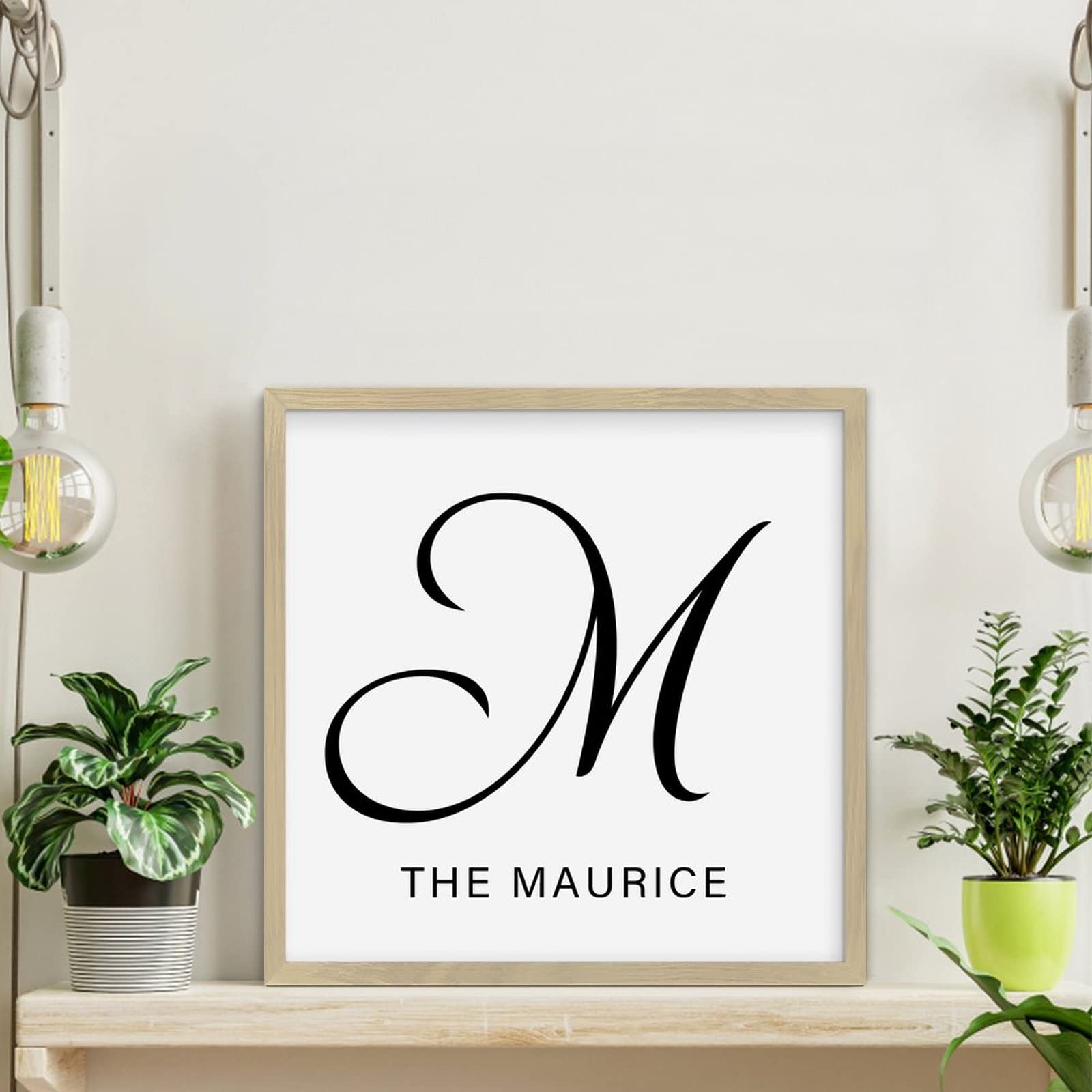 Personalized Letter M Rustic Wooden Wall Sign - Custom Monogram Initial, Modern Farmhouse Decor for Living Room & Bedroom - 12x12 Inch Rustic Wood Frame - Perfect Above Bed Decor & Wedding Gift Idea