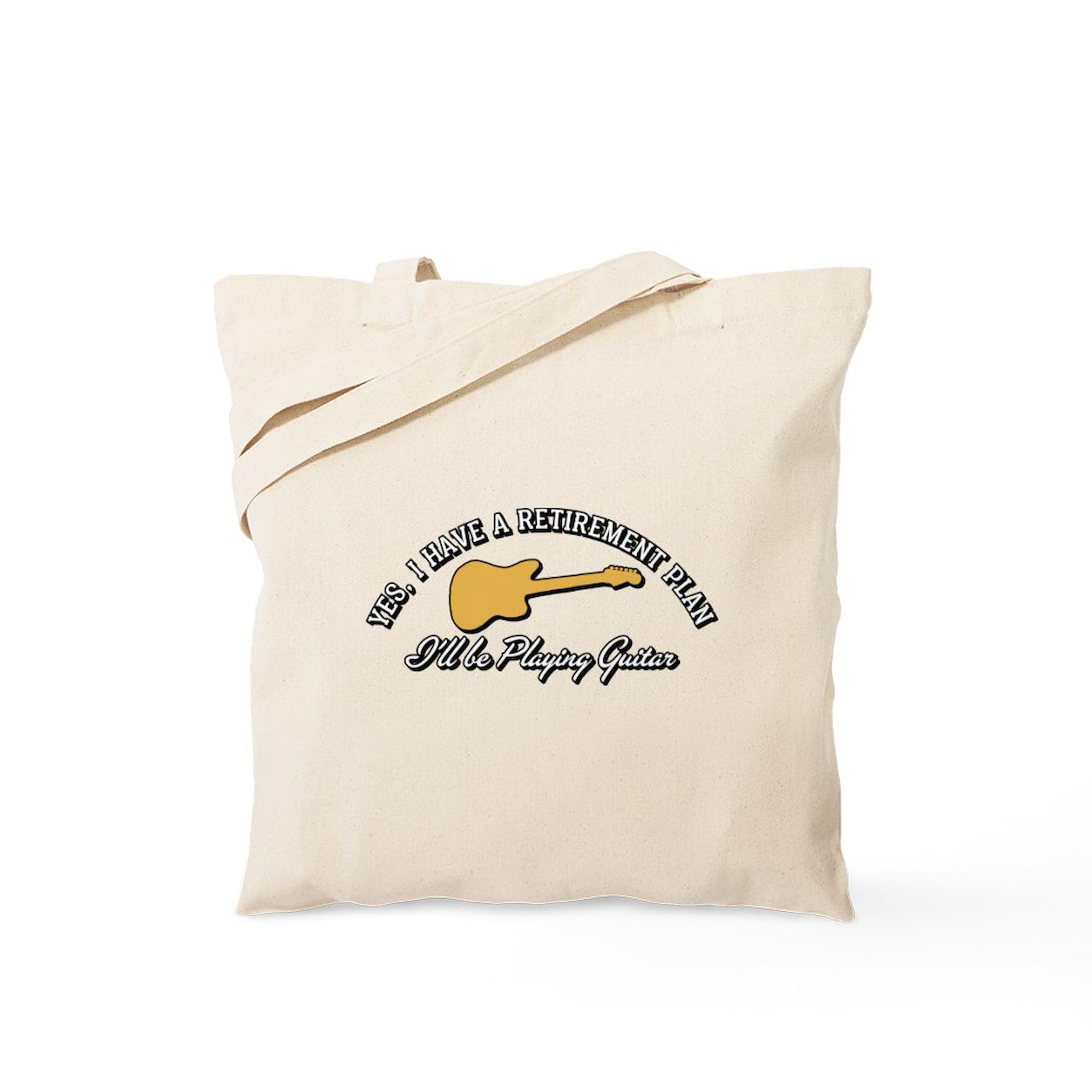 Playing Guitar Is My Retirement Plan Tote Bag - Natural Canvas Reusable Shopping Bag for Music Lovers, Groceries & Beach Trips