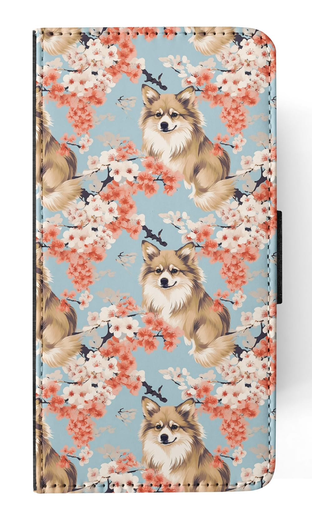 Swedish Vallhund Puppy Dog Pattern Faux Leather Flip Wallet Phone Case for Apple iPhone 13 - Cute Canine Design for Everyday Use & Gift Giving