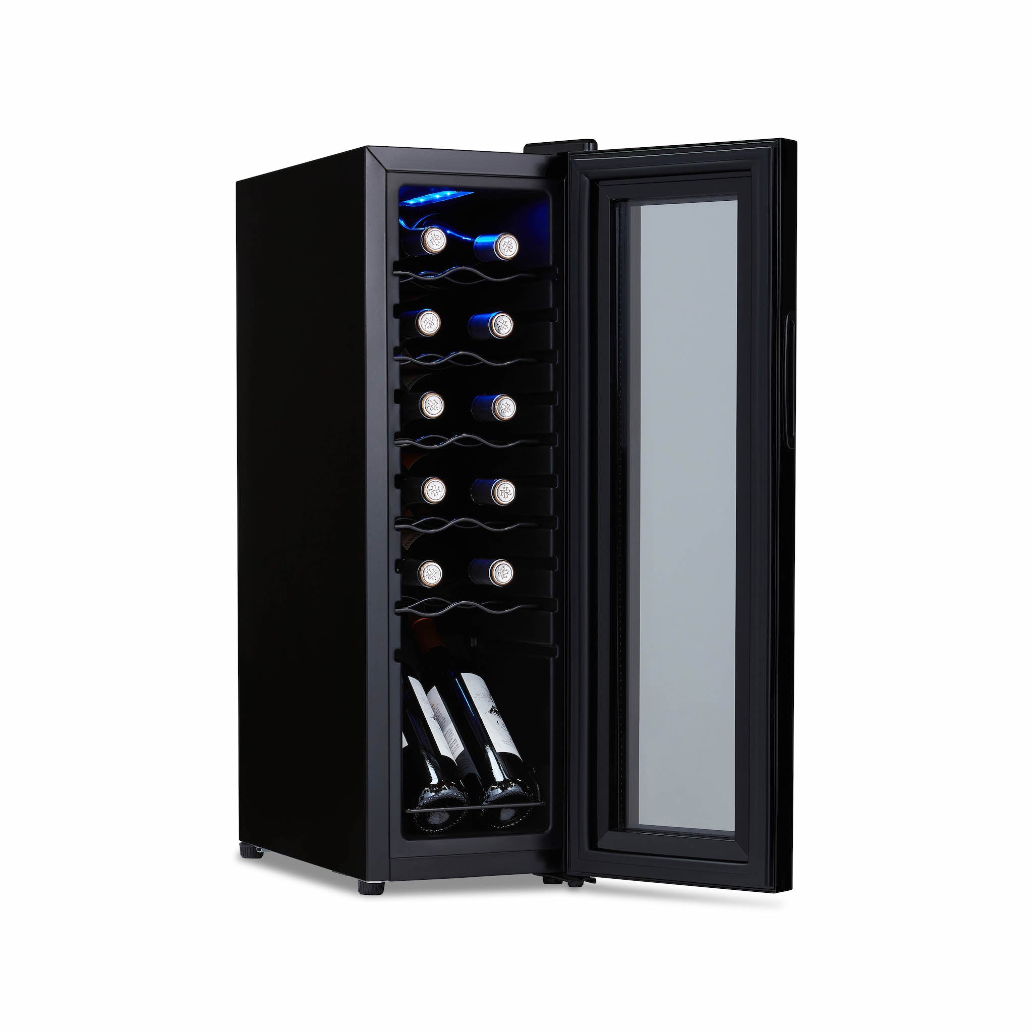 Newair® 12 Bottle 13.6 Cu Ft Black Freestanding Countertop Wine Cooler Refrigerator - Perfect for Kitchen, Bar, Dining Room & Wine Cellar Storage