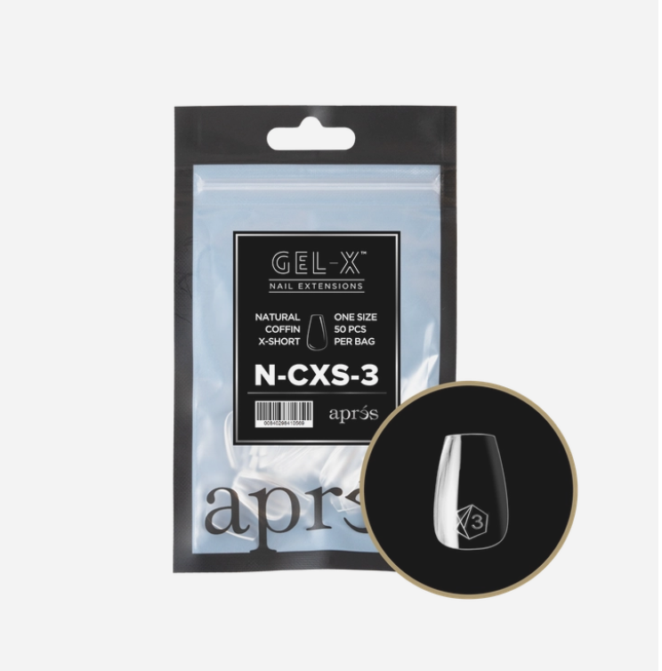 Apres Gel X Refill Tips 2.0 - 50pcs Natural Extra Short Coffin Nail Tips for DIY Manicure at Home | Salon Quality Press On Nails for Easy Application & Long Lasting Wear