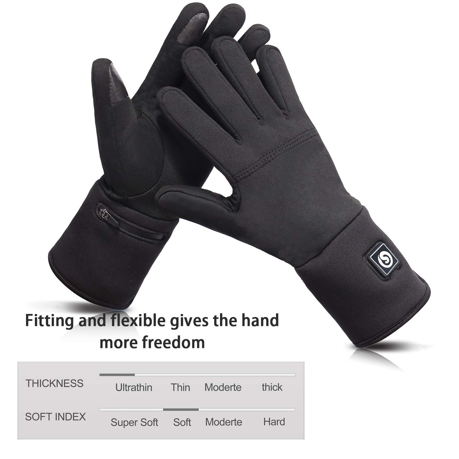 Rechargeable Heated Gloves for Men & Women - Battery Powered Electric Hand Warmers for Skiing, Snowboarding, Hiking, Cycling & Hunting | Thin Thermal Glove Liners for Cold Weather Outdoor Activities