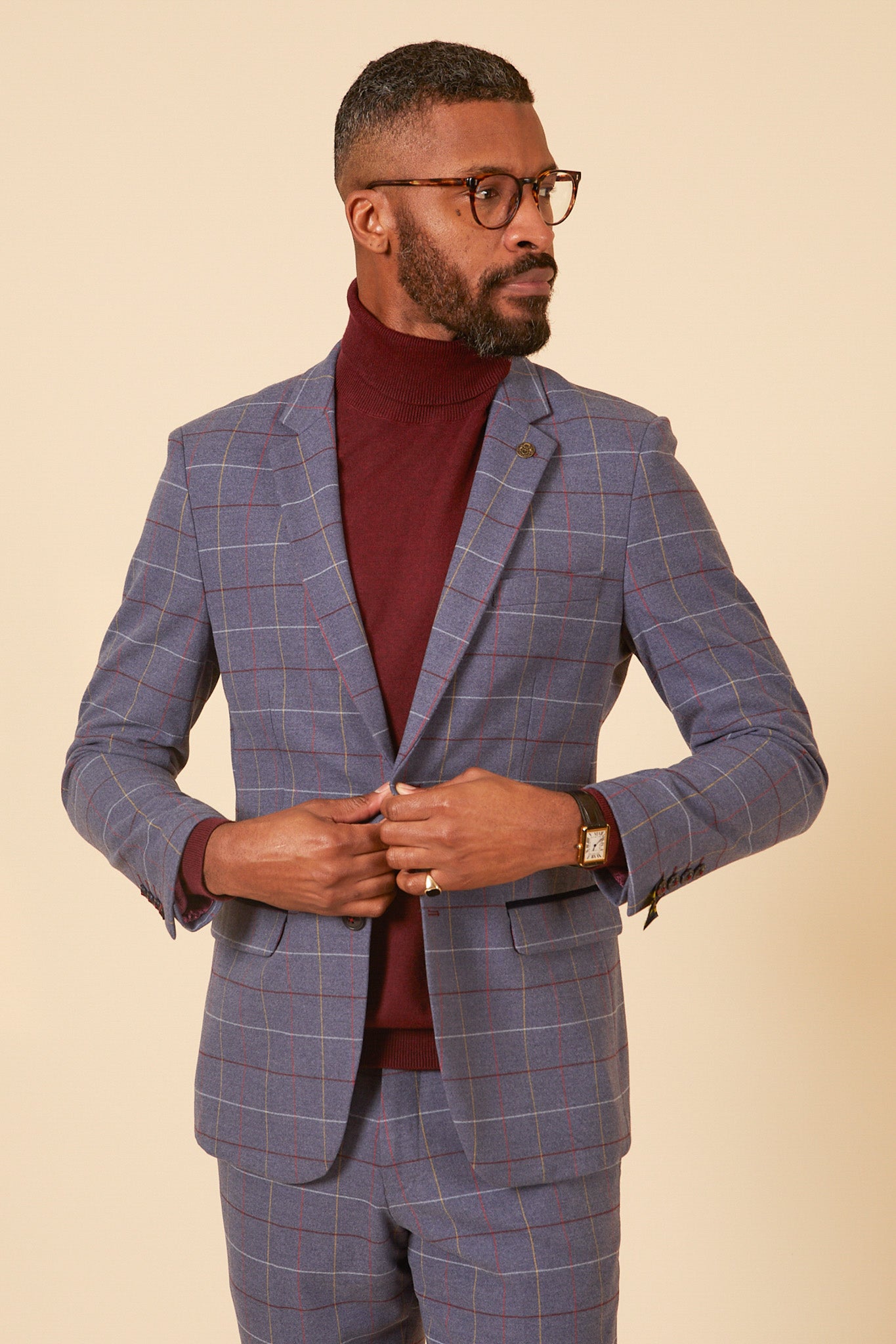 DRAKE Sky Check Blazer for Men - Stylish Slim Fit Checkered Sport Coat - Perfect for Business, Office, and Formal Events