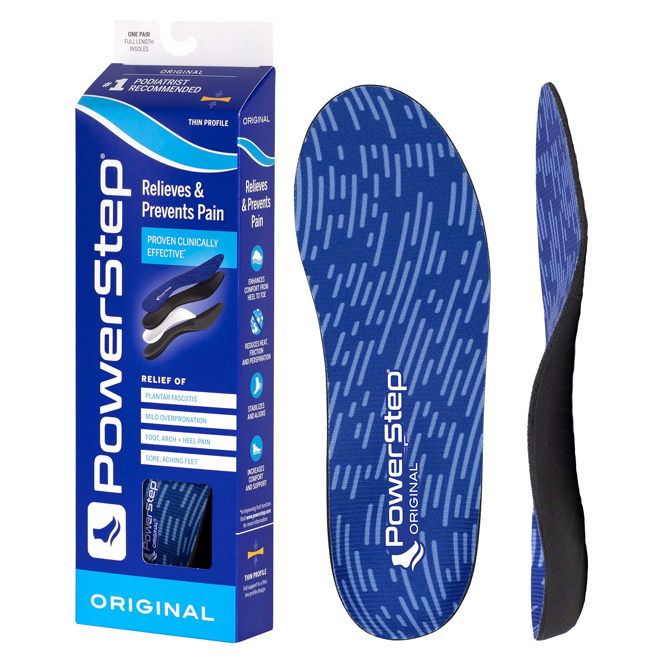 Powerstep Original Arch Support Insoles - Orthotic Inserts for Arch Pain Relief in Tight Shoes - Comfortable Foot Support for Men & Women - Perfect for Running, Walking & Standing All Day