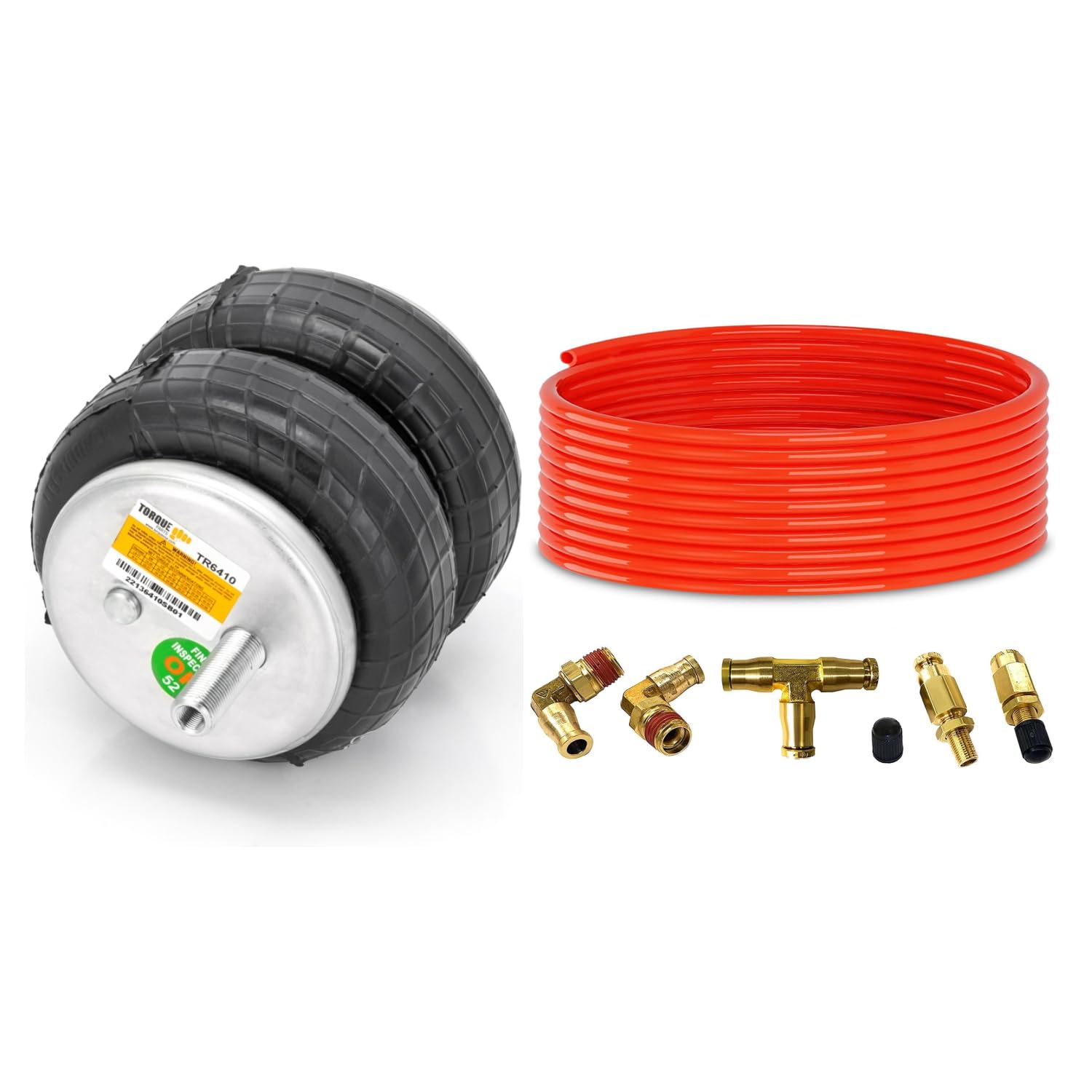 TORQUE 6410 Air Bag Replacement for Firestone Ride Rite 6410 & Torque Airbag Suspension Kits - Includes Fittings & Tubing (Compatible with Firestone 6410 Air Bag) - Perfect for Truck, RV, and Towing Vehicle Suspension Upgrades (TR6410)