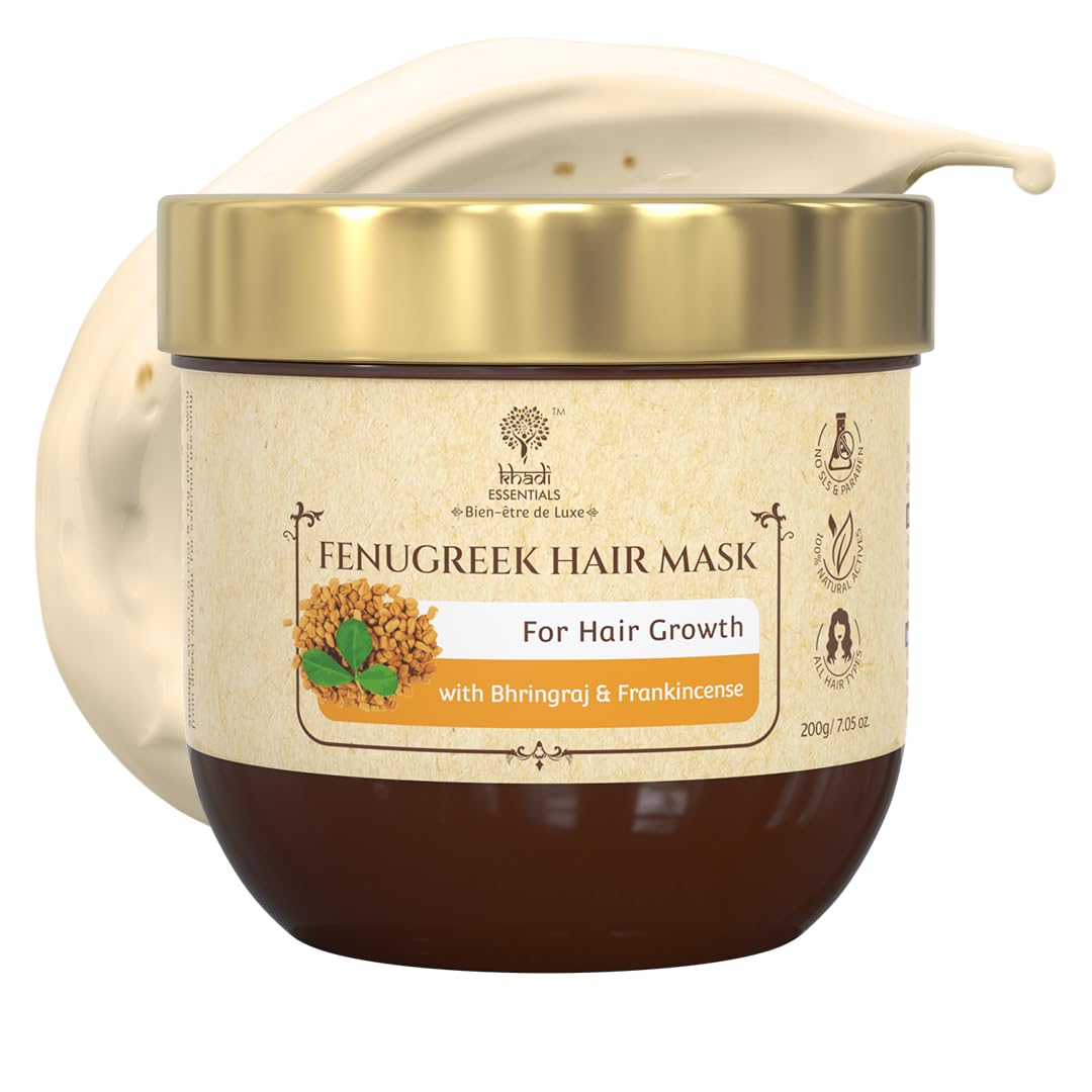 Khadi Essentials Amla Hair Mask for Dry, Frizzy Hair - Sulfate & Paraben Free, Promotes Hair Growth & Reduces Hair Fall with Methi & Natural Ingredients (100g) - Deep Conditioning Treatment for Smooth, Healthy Hair at Home