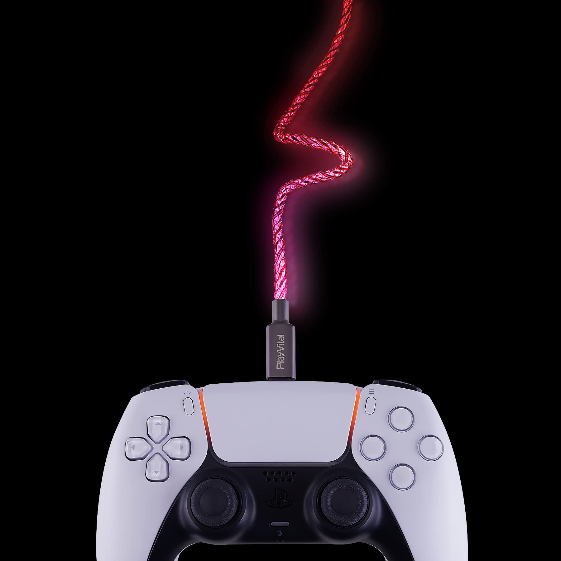 PlayVital 3.28FT LED Illuminated USB-C Charging Cable for PS5 Controller - Universal Fast Charging Cord for Xbox Core/Elite Series 2, Switch Pro Controller - Gaming Accessory for Night Play & Charging