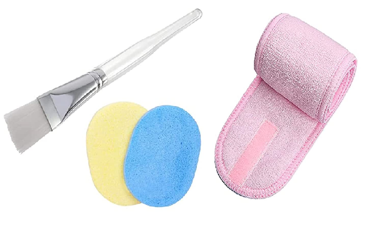 Professional Face Mask Brush Set with Headband & Cleansing Sponge - Foundation Applicator, Makeup Remover & Skin Care Tools for Men & Women | Perfect for Spa, Home Facial & Daily Beauty Routine