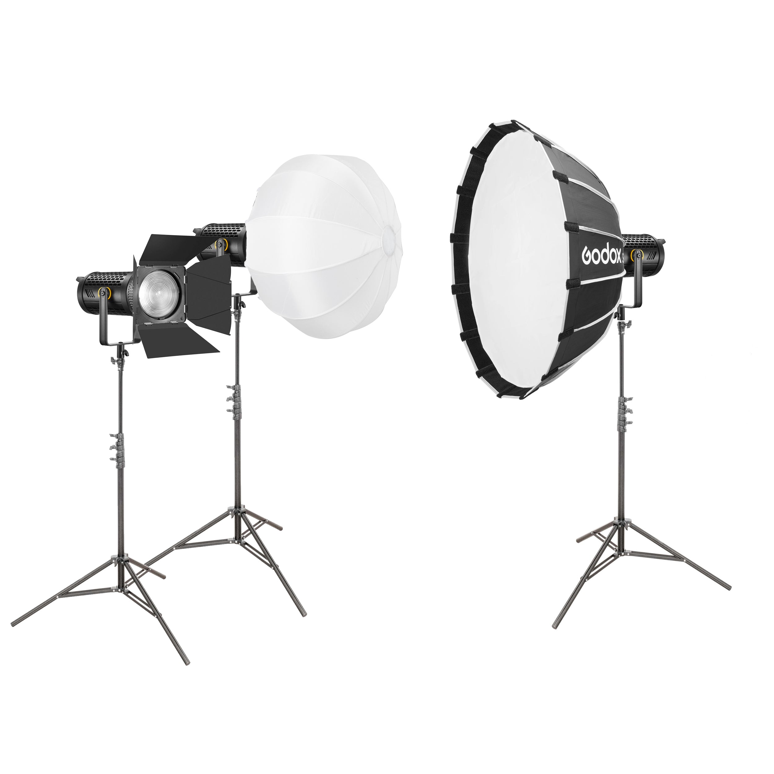 UL150IIBi 160W Professional Studio Triple LED Light Kit with S85T Softbox, FLS8 Fresnel Lens & Diffuser Ball - Perfect for Photography, Videography, YouTube & Live Streaming