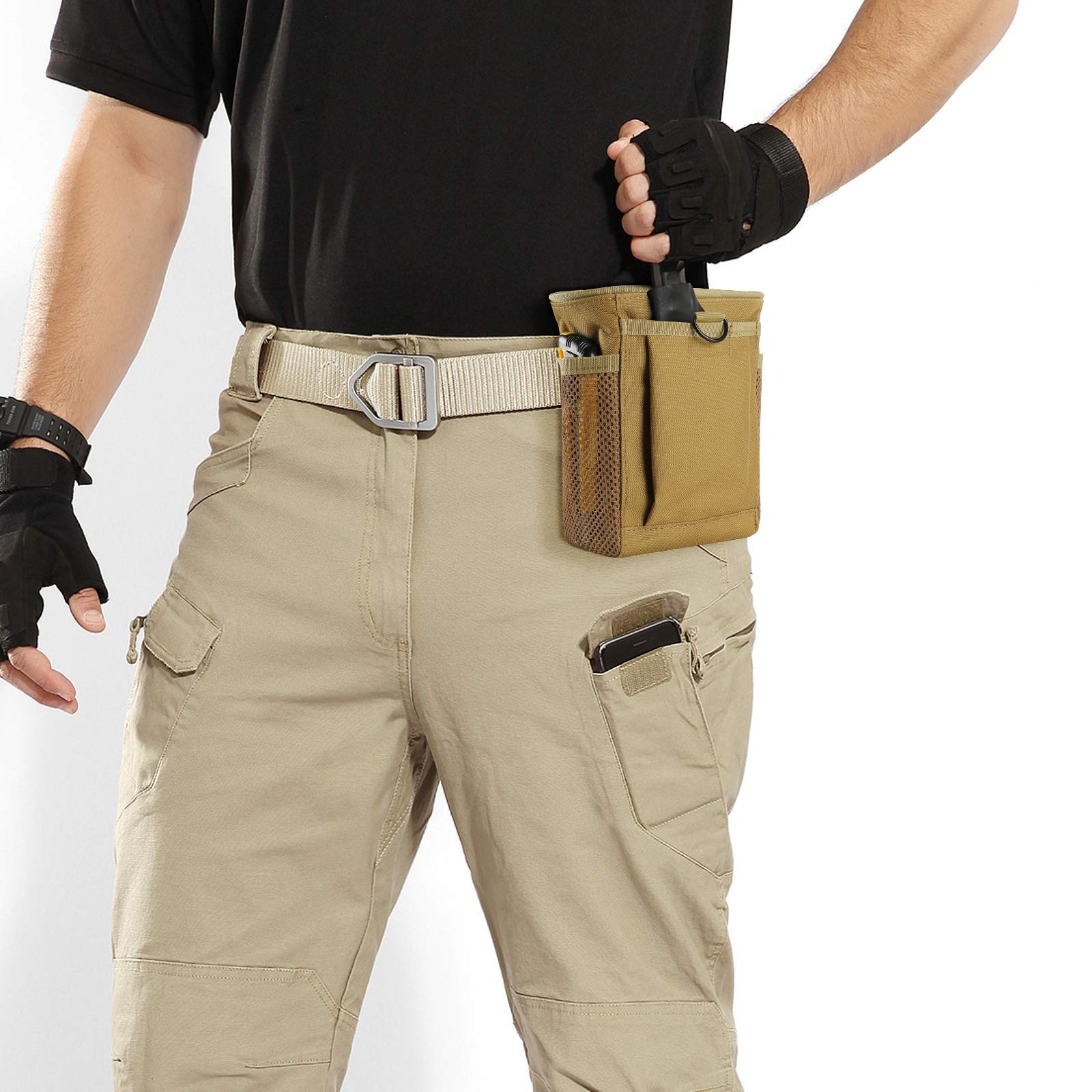 Tactical MOLLE Drawstring Magazine Dump Pouch - Adjustable Military Utility Belt Fanny Pack for Ammo Storage | Outdoor Shooting Range, Hunting & Airsoft Accessories
