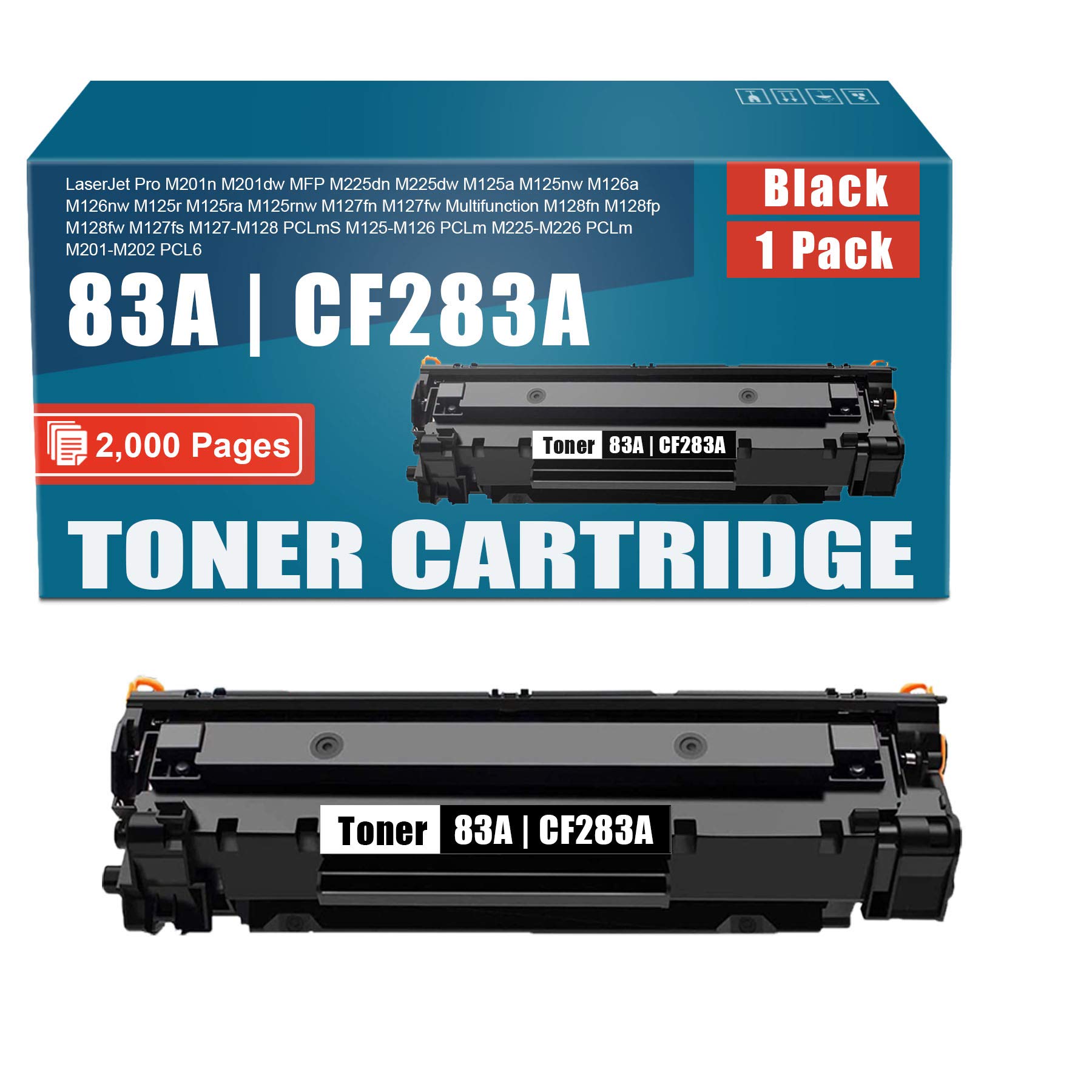HP 83A Toner Cartridge Replacement for LaserJet Pro M201n M127fn Printers - Office & Home Use