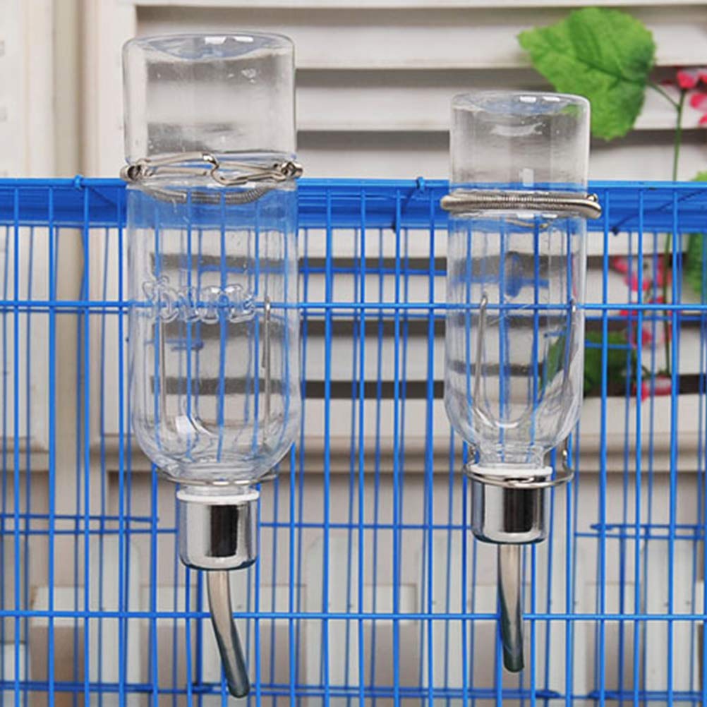 POPETPOP Stainless Steel Small Animal Water Bottle - 350ml Pet Drinking Fountain for Birds, Squirrels, Rabbits, Hamsters, Chinchillas & Guinea Pigs - Durable Leak-Proof Design for Cages, Hutches & Pet Travel Carriers