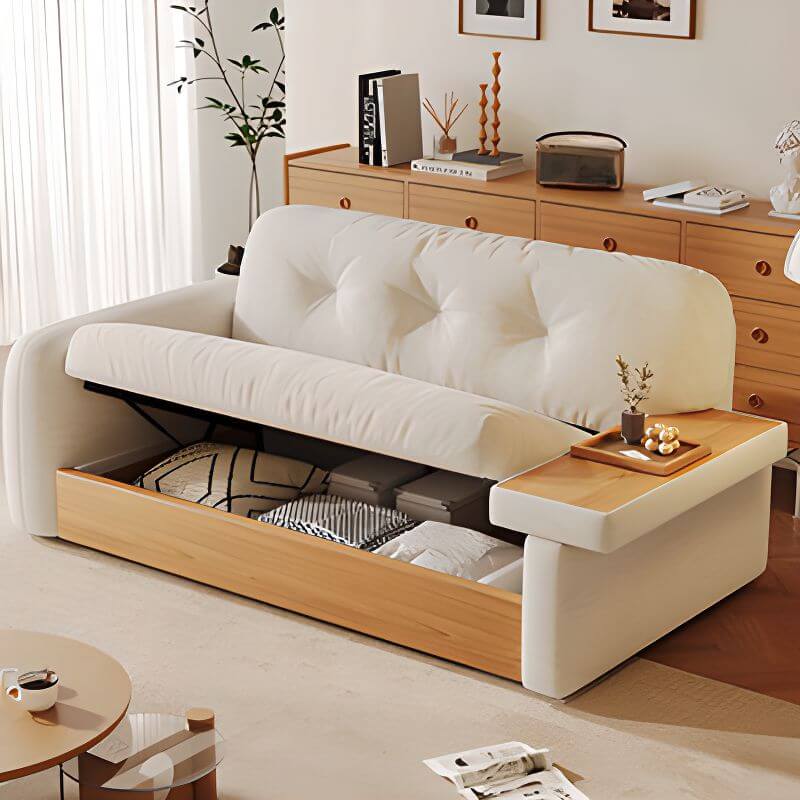 Trendy Solid Color Scratch-Resistant Sofa Couch with Storage - 3-Seater Modern Living Room Furniture for Small Spaces & Apartments