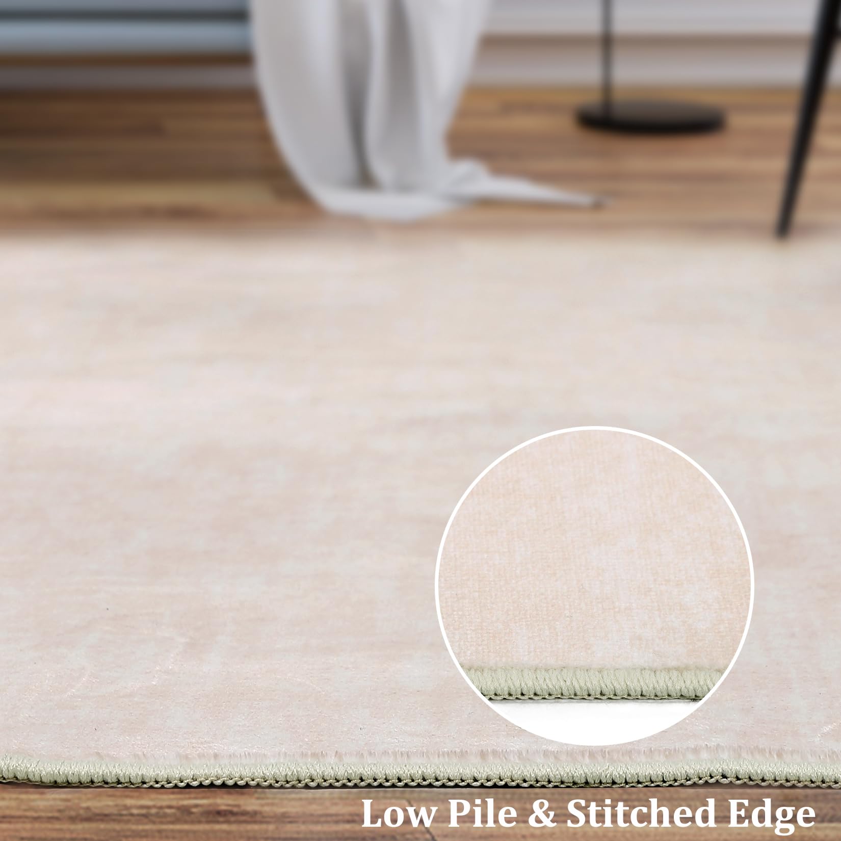 GARVEE 3x5 Washable Non-Slip Area Rug - Soft Modern Solid Ivory Beige Carpet for Living Room, Bedroom, Kitchen & Nursery - Perfect for Home Decor, Comfort & Style (3' x 5')