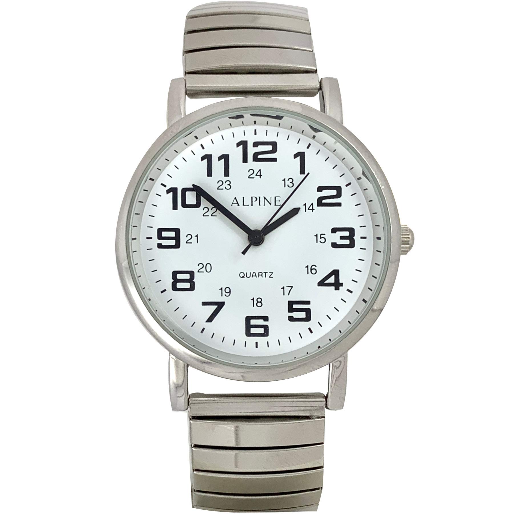 Alpine Men's Stainless Steel Stretch Expansion Watch Band - Classic Design for Everyday Wear & Outdoor Adventures