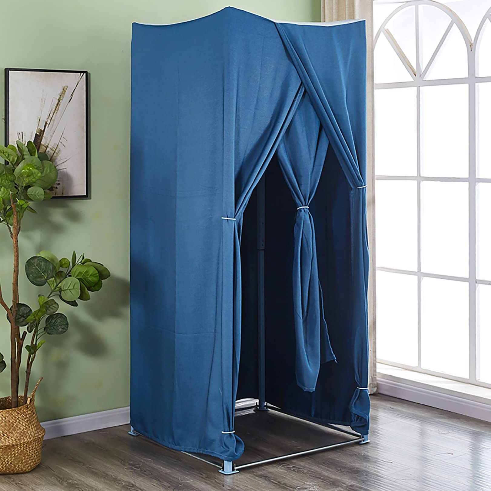 JMCAJIE Dressing Room with Blackout Curtain - Heavy Duty Privacy Changing Room for Clothing Stores - Easy Assembly Fitting Booth (Perfect for Retail Stores, Boutiques & Home Try-On Areas)