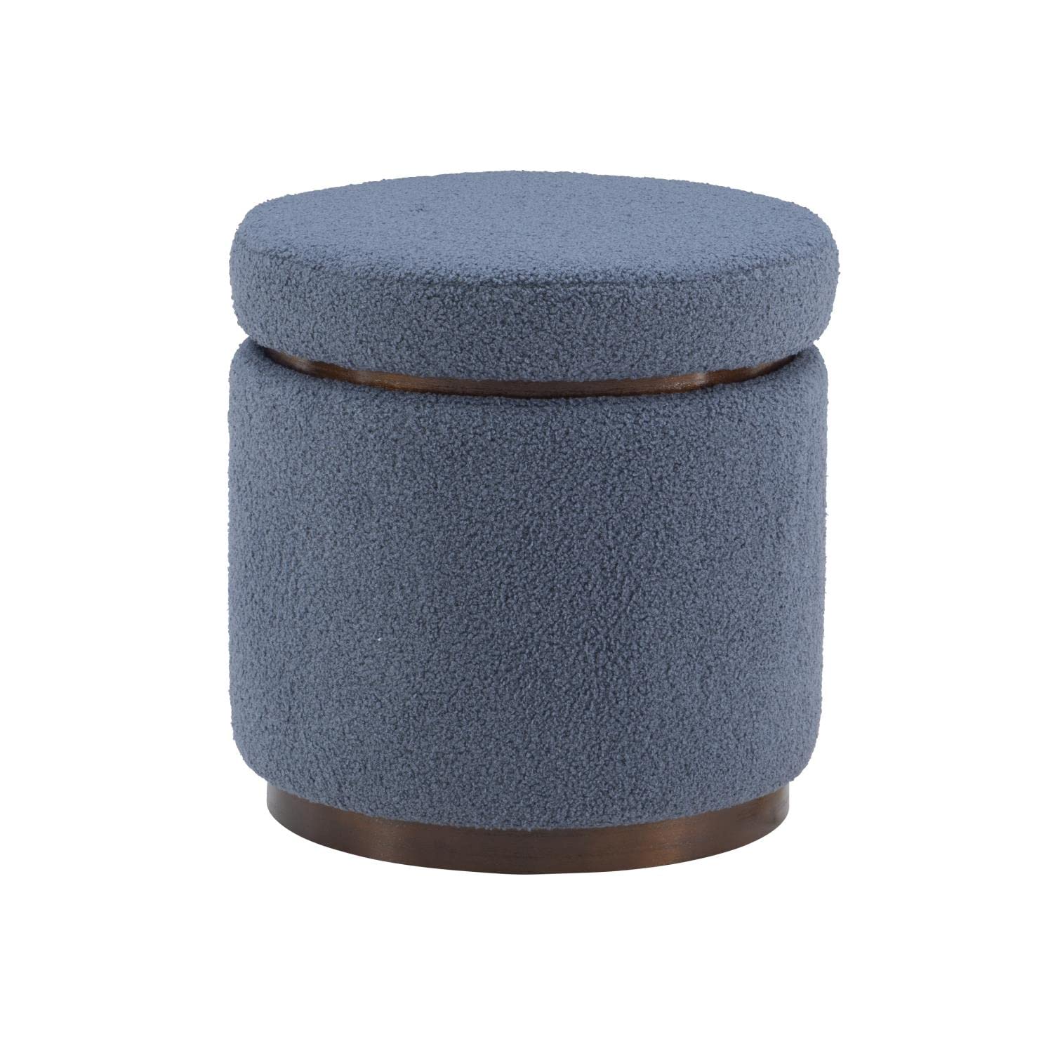 Linon Blanche Storage Ottoman - Blue Grey Walnut Finish, Upholstered Bench with Hidden Storage | Perfect for Living Room, Bedroom, or Entryway Organization