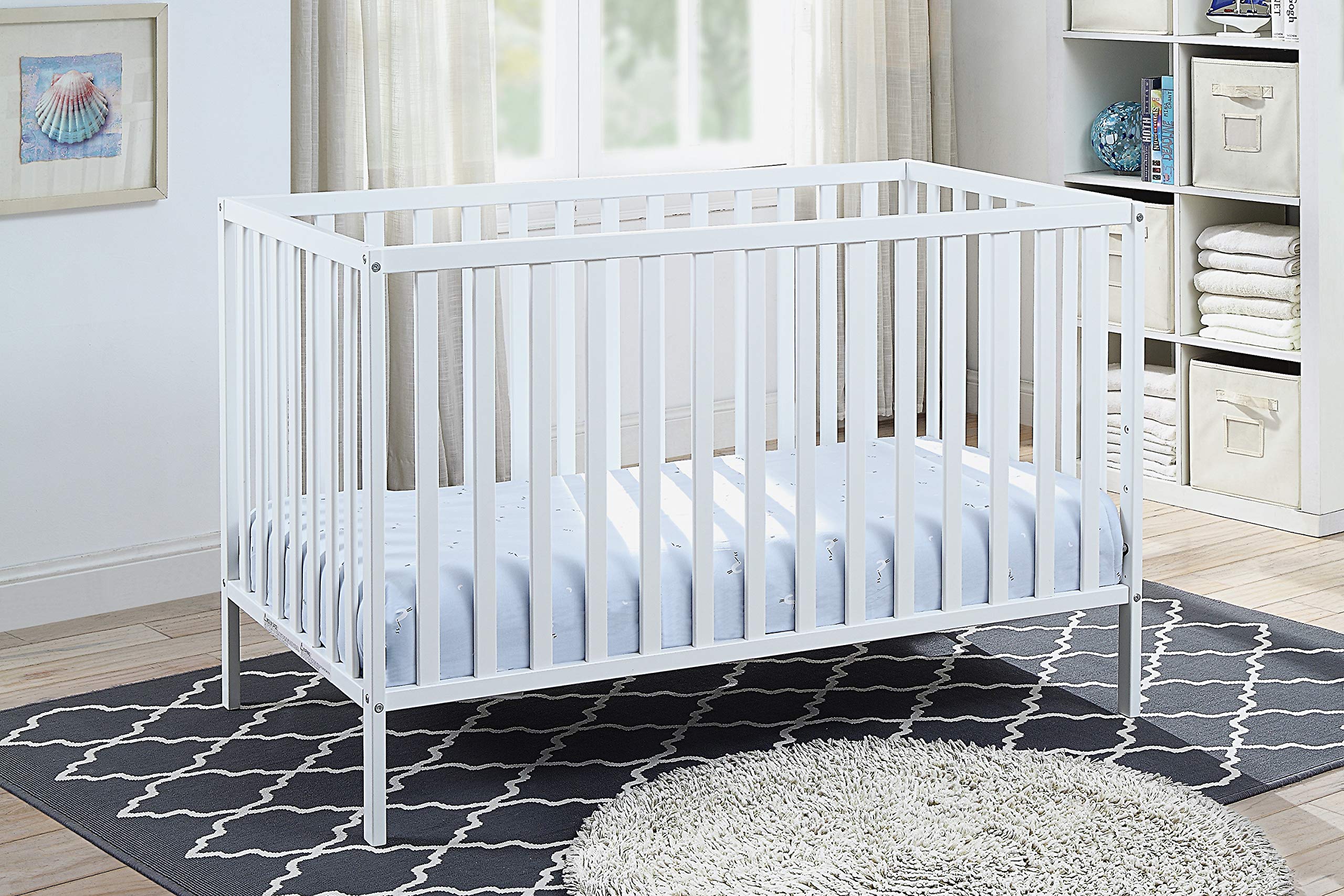 3-in-1 Convertible Baby Crib with Mattress - White Nursery Furniture for Newborns, Toddlers & Kids | Perfect for Bedrooms, Daycares & Guest Rooms