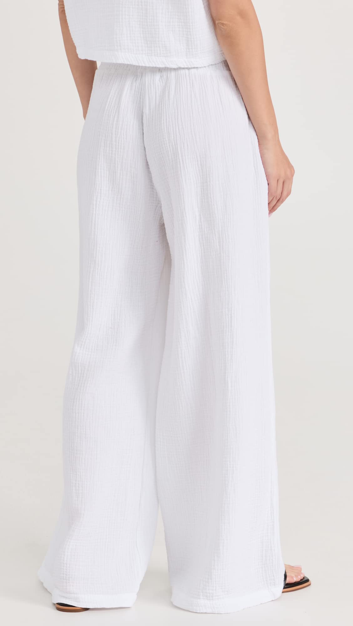 Monroe Women's Gauze Smocked Flare Pants - Lightweight Summer Casual Trousers for Beach, Vacation & Boho Style Outfits