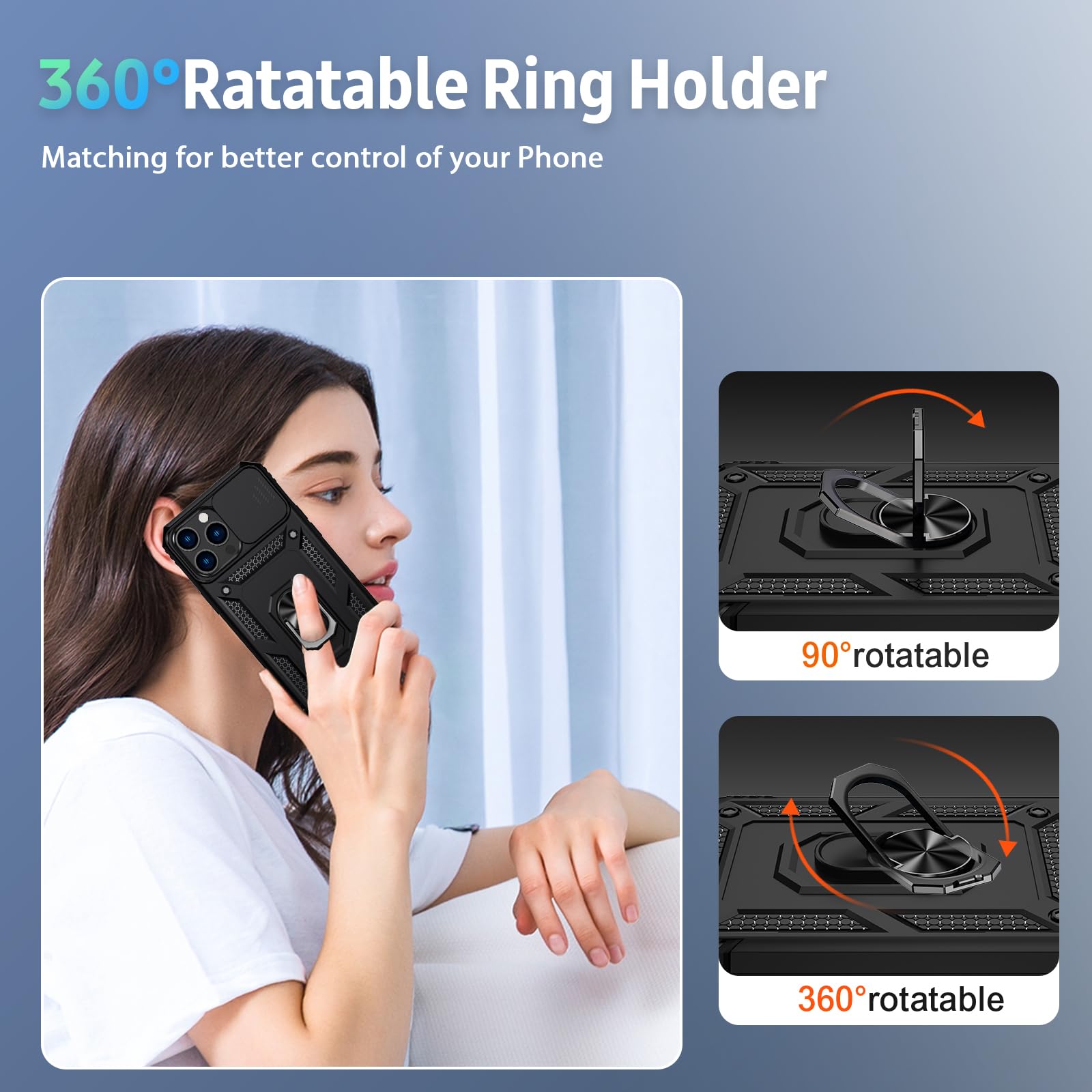 Premium iPhone 11 Pro Max Case with Camera Lens Cover & HD Screen Protector - 10FT Military Drop Protection, Magnetic Ring Holder & Kickstand - Shockproof Protective Phone Cover for iPhone 11 Pro Max (Black) - Perfect for Outdoor Activities, Travel & Daily Use