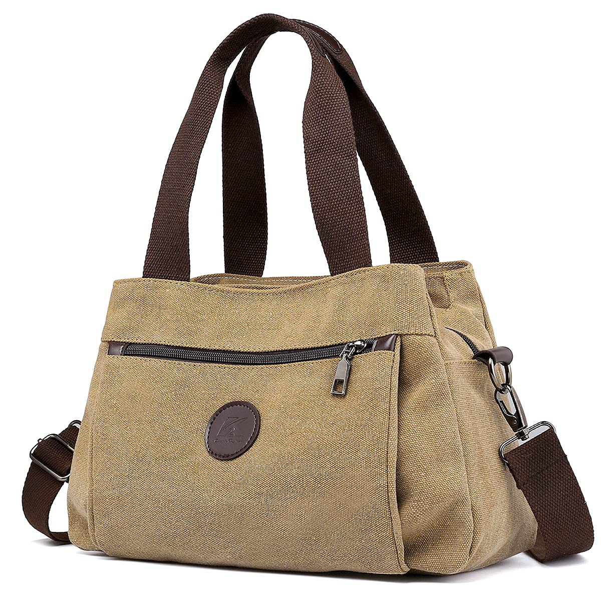 DOURR Women's Canvas Hobo Handbag - Multi Compartment Crossbody Tote Purse with Adjustable Strap, Medium Satchel Bag for Work, Travel & Daily Use