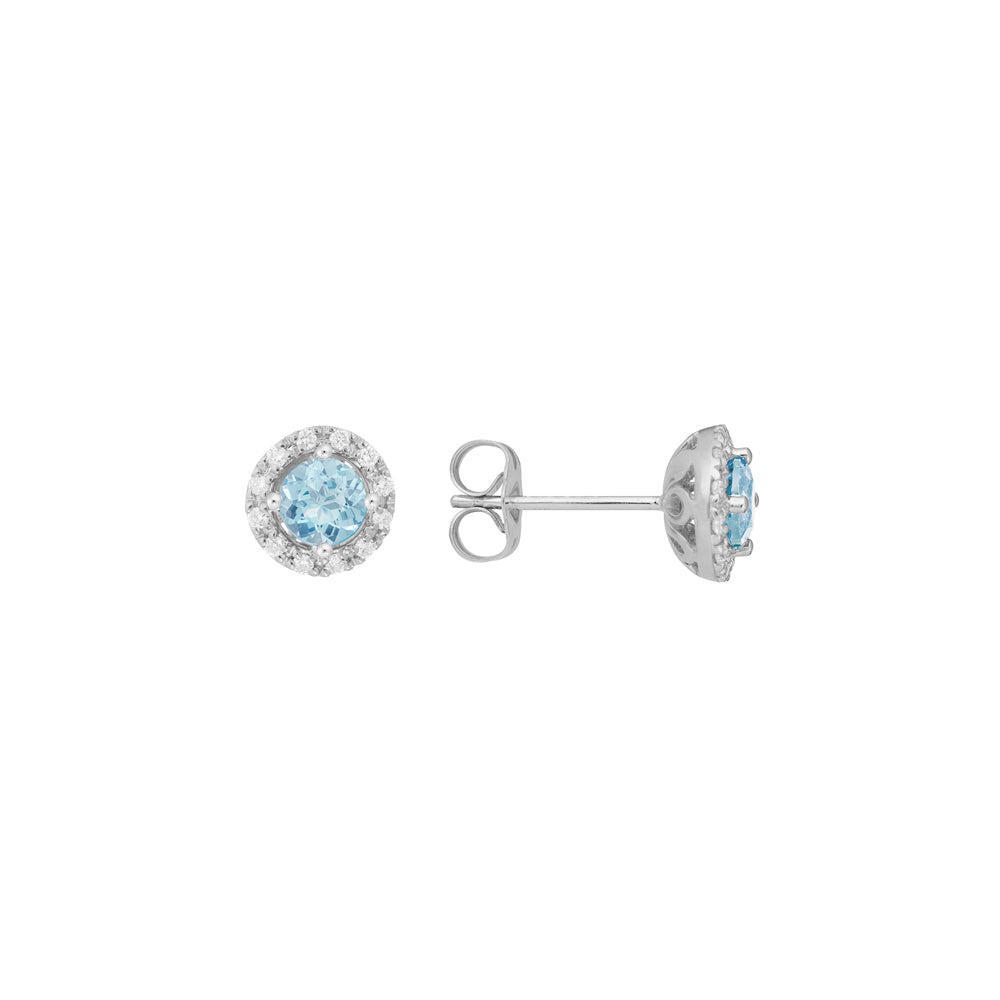 Exquisite Aquamarine and Diamond Stud Earrings – 14K Gold, Elegant Jewelry for Women, Perfect for Weddings, Anniversaries & Special Occasions