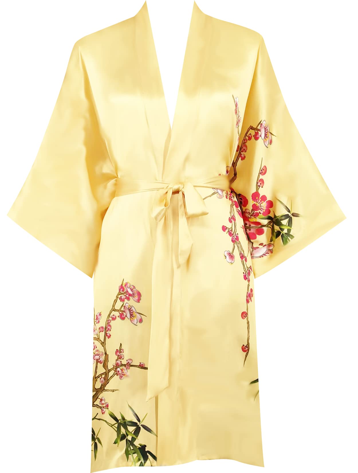 Women's 100% Silk Kimono Robe - Short Sleeve Bathrobe & Pajama Set for Spa, Lounge & Sleepwear | Lightweight Luxury Loungewear for Home Relaxation