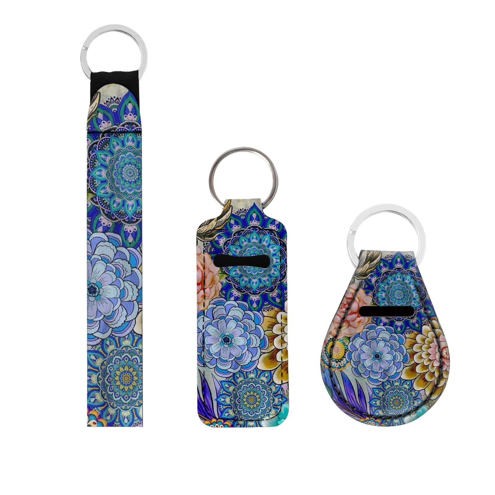 Stylish Neoprene Keychain Holder for Car Keys, Lipstick & Lip Balm - Compact Wristlet Pouch with Keyring for Women | Perfect for Purse, Gym Bag & Everyday Carry