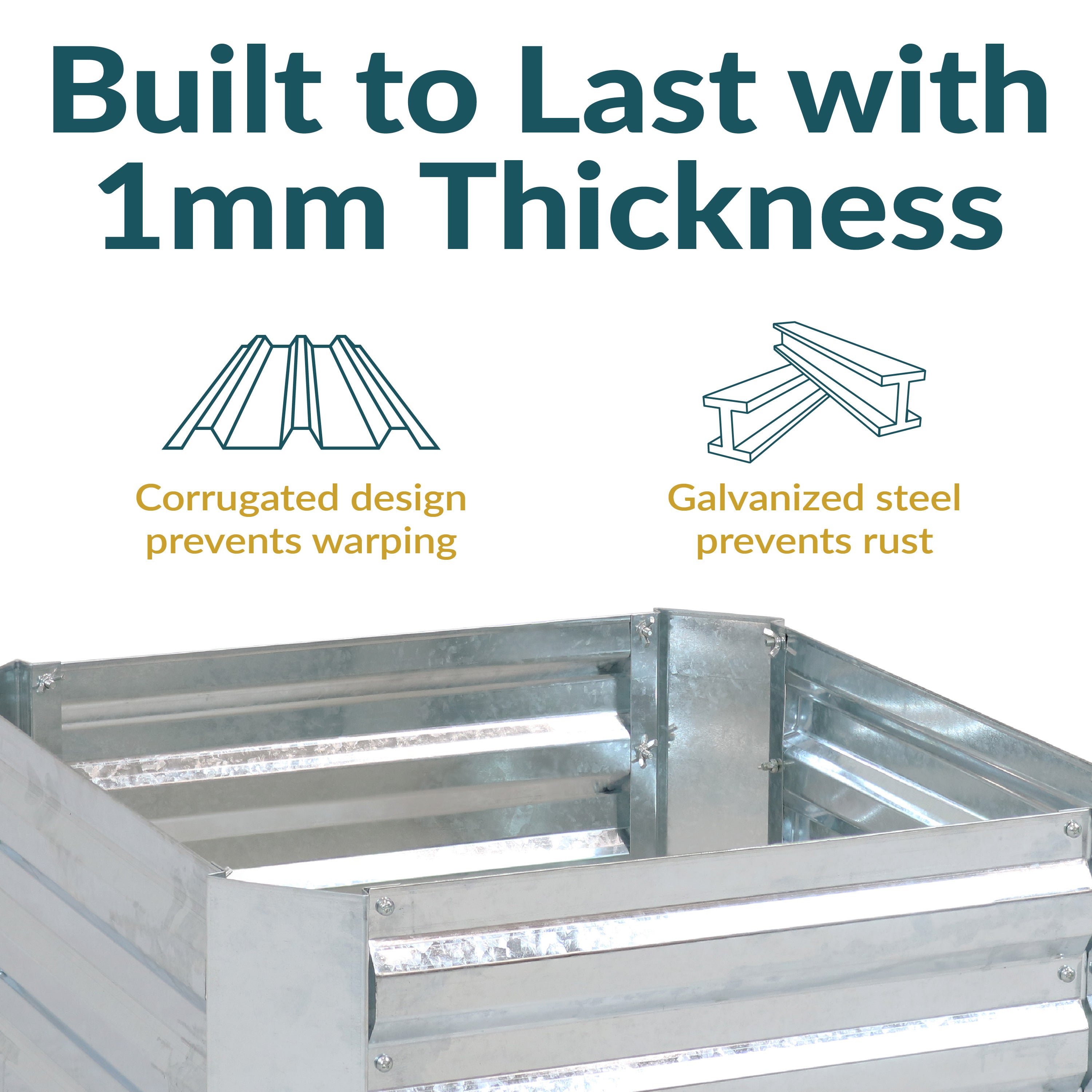 Sunnydaze Galvanized Steel Raised Garden Bed - 24 Inch Square Planter Box for Vegetables, Herbs & Flowers | Outdoor Gardening, Backyard Decor, Patio Planting