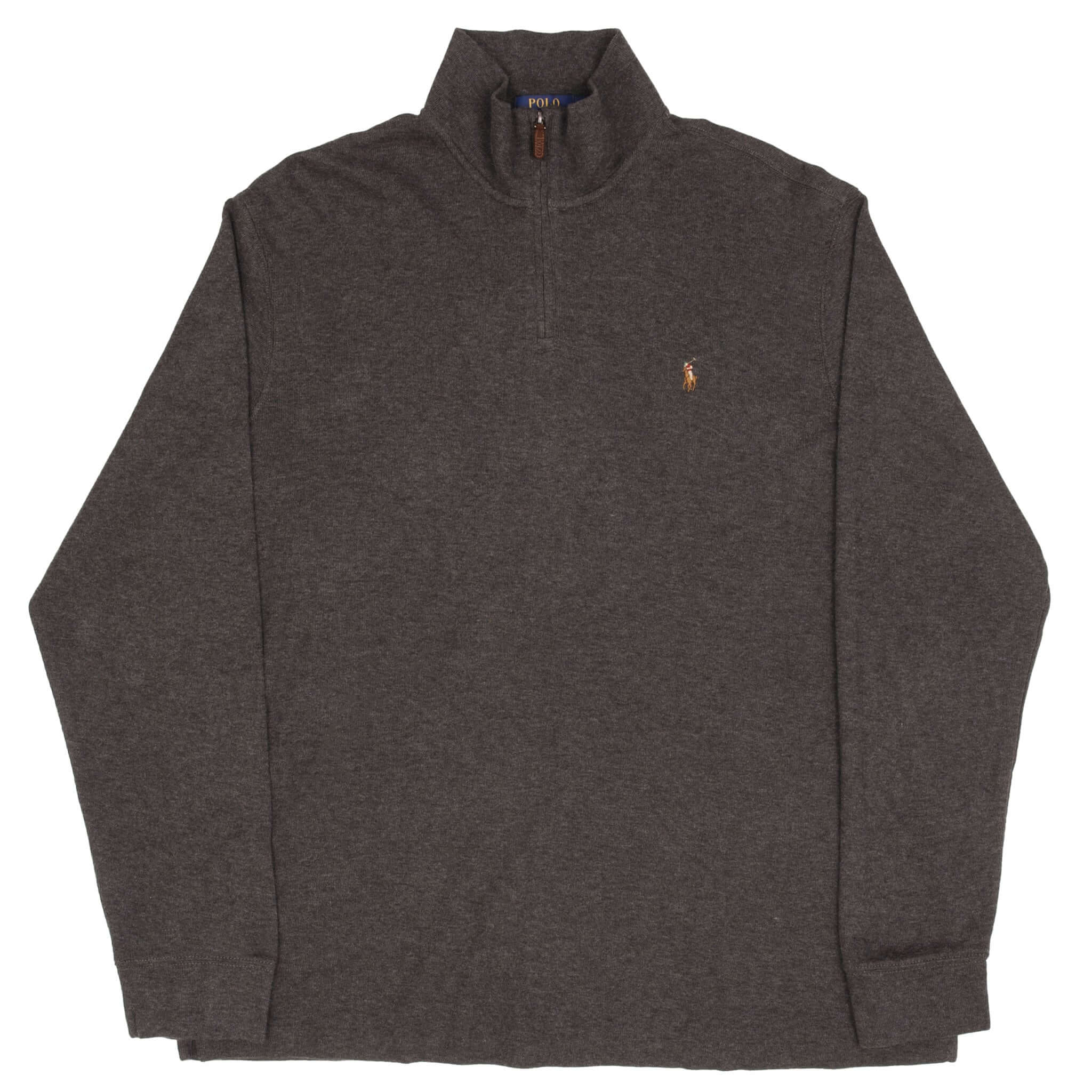POLO RALPH LAUREN Men's Dark Grey Quarter Zip Sweater | Size 2XL | Casual Pullover for Work & Outdoor Activities