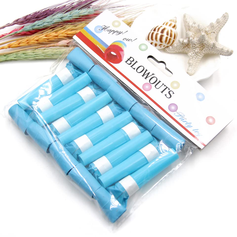 **10-Pack Blue Party Blowers with Whistles - Fun Noise Makers for Kids & Adults - Perfect for Birthday Parties, Celebrations, and Festive Events**