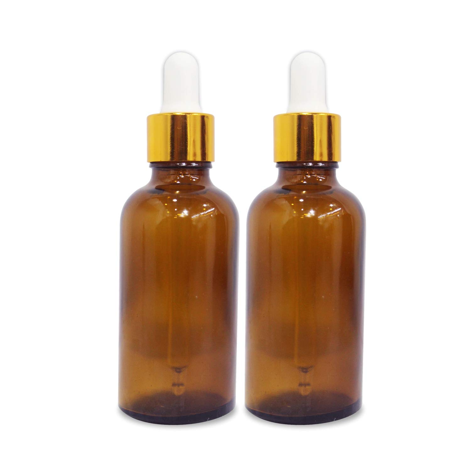 Premium Glass Amber Bottles with Golden Dropper & Funnel - 2 Pack (1 oz Each) - Essential Oil Storage, DIY Skincare, Travel Containers, Aromatherapy Supplies