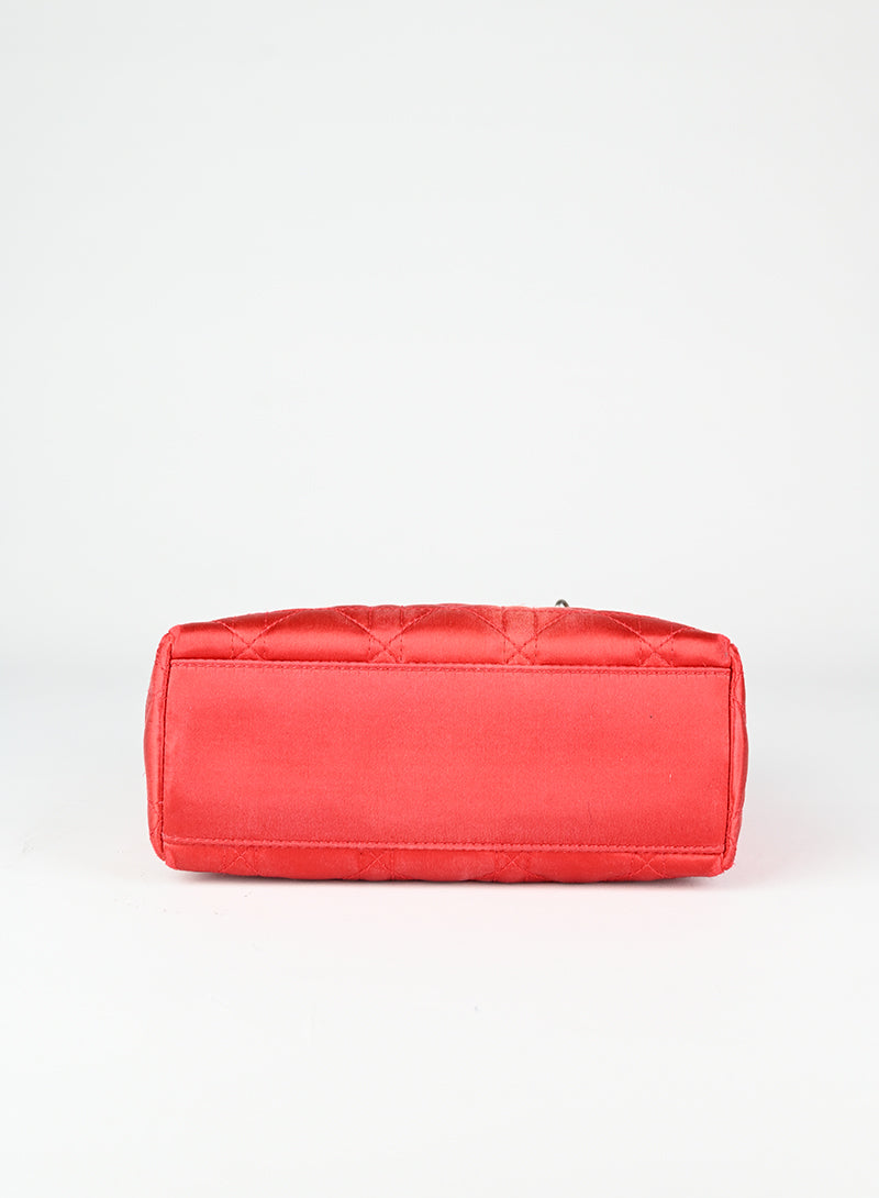 Dior Lady Dior Mini Coral Satin Handbag - Luxury Crossbody Bag for Women, Perfect for Evening Parties & Special Occasions