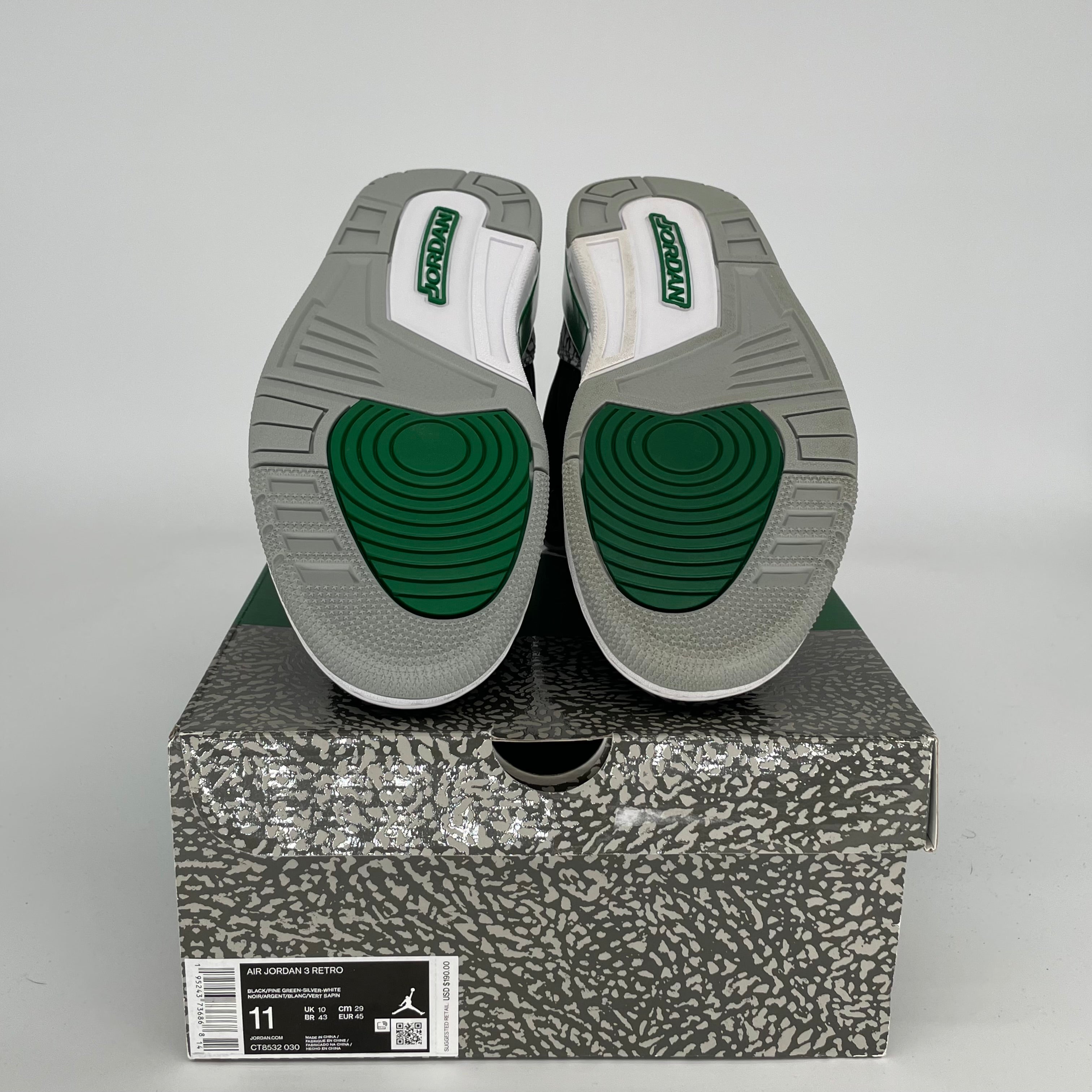 Air Jordan 3 Retro Pine Green Men's Basketball Shoes Size 11 (CT8532-030) - Perfect for Streetwear & Sneaker Collectors