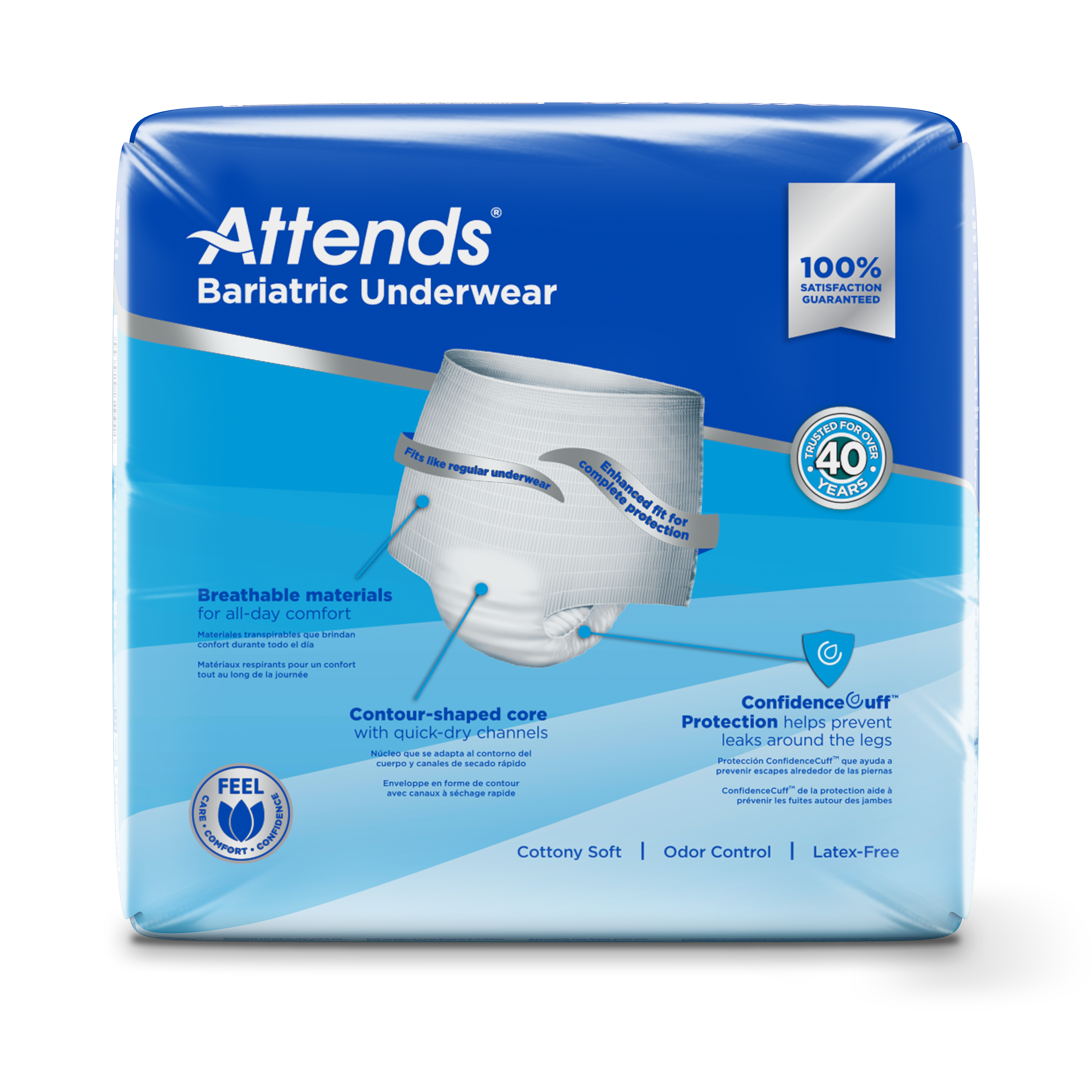 Attends Bariatric Protective Underwear for Adults - Heavy Absorbency, Leak-Proof Design - Ideal for Incontinence Care, Post-Surgery Recovery & Overnight Protection