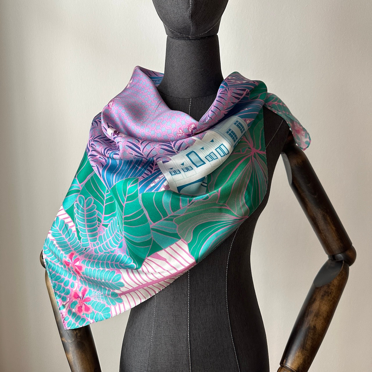 Stylish Tropical Art Deco Silk Scarf for Women - Fashionable Floral Print Shawl - Perfect for Beach Vacations, Summer Outfits & Gift Giving