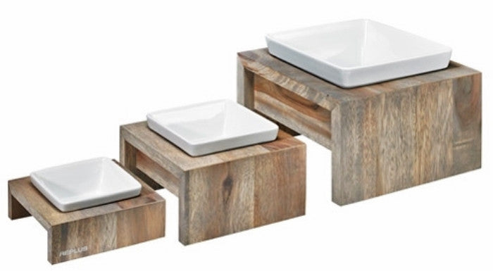 Premium Fossil Grey Elevated Dog Bowl Stand with Ceramic Dish - Perfect for Large Breed Dogs & Senior Pets - Ideal for Dining Room, Kitchen or Pet Feeding Station